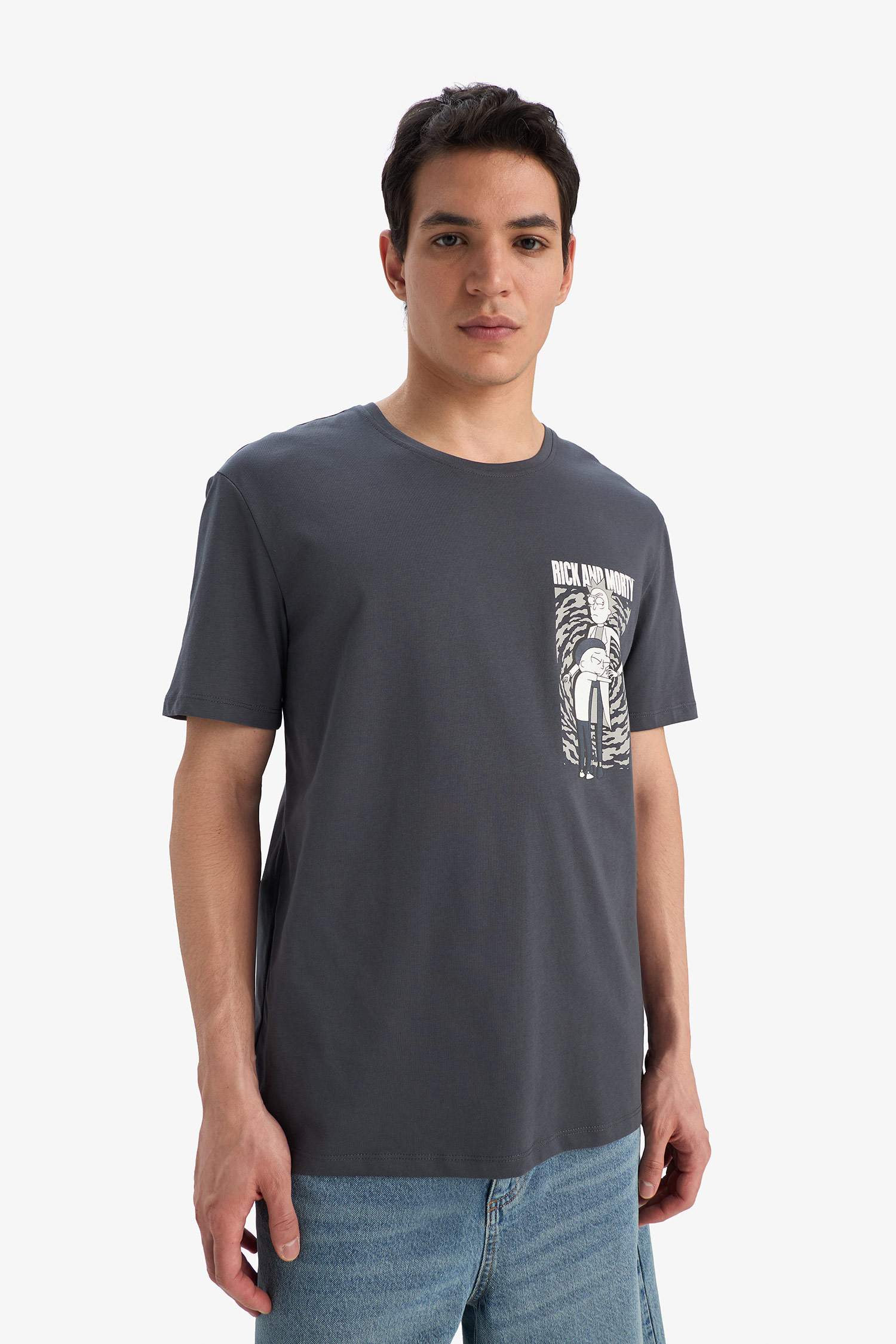 Regular Fit Rick and Morty Licensed Crew Neck Short Sleeve T-Shirt