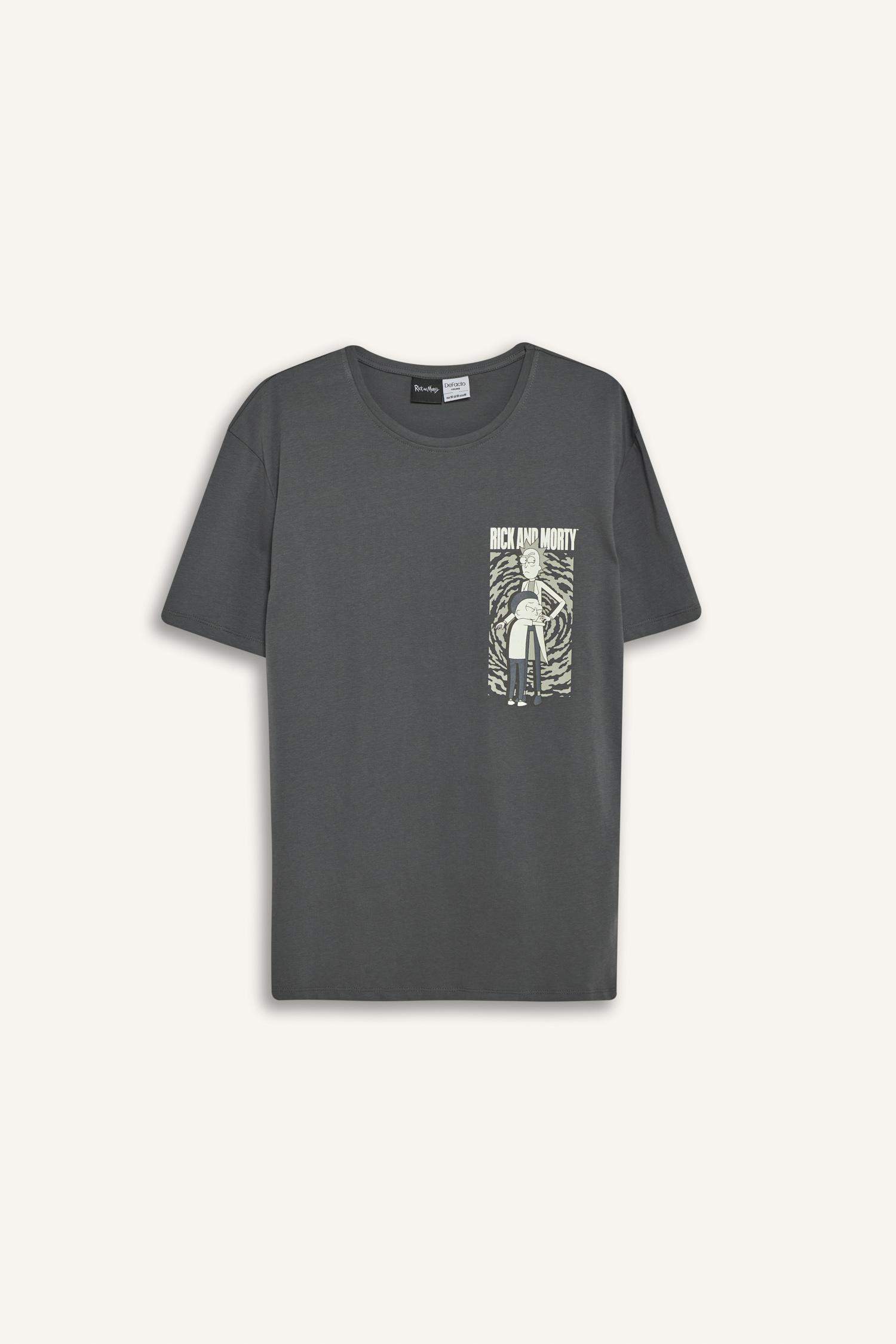 Regular Fit Rick and Morty Licensed Crew Neck Short Sleeve T-Shirt