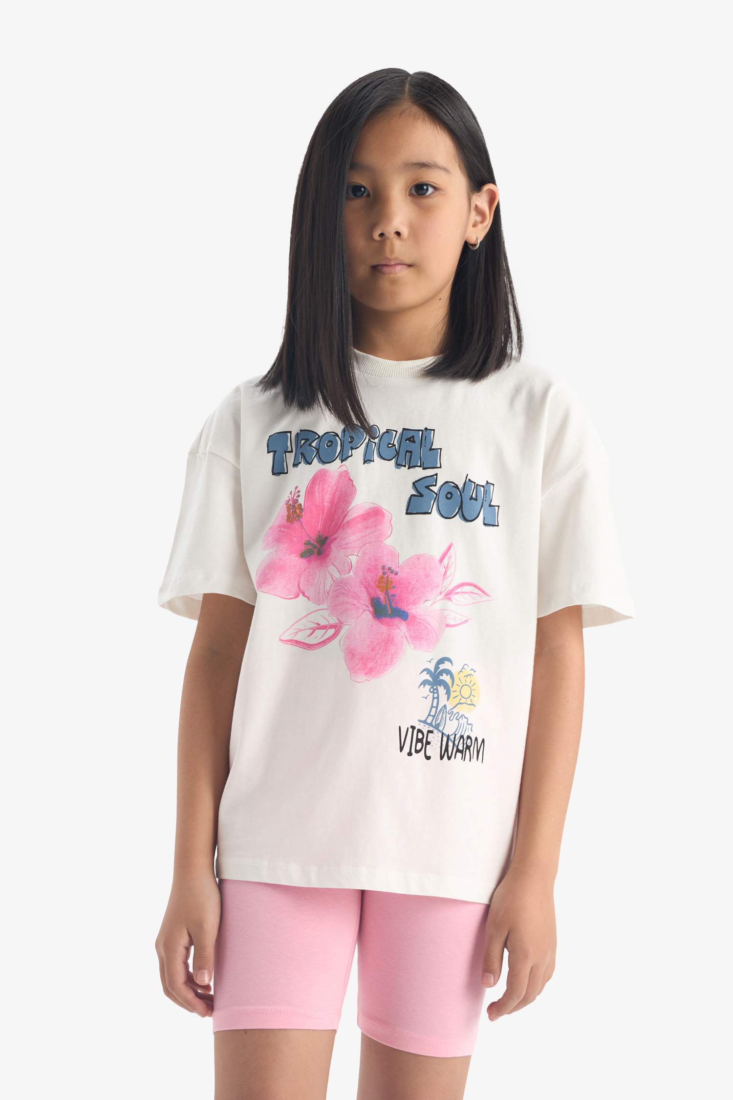 Girl T-shirt Biker Leggings 2 Piece Set