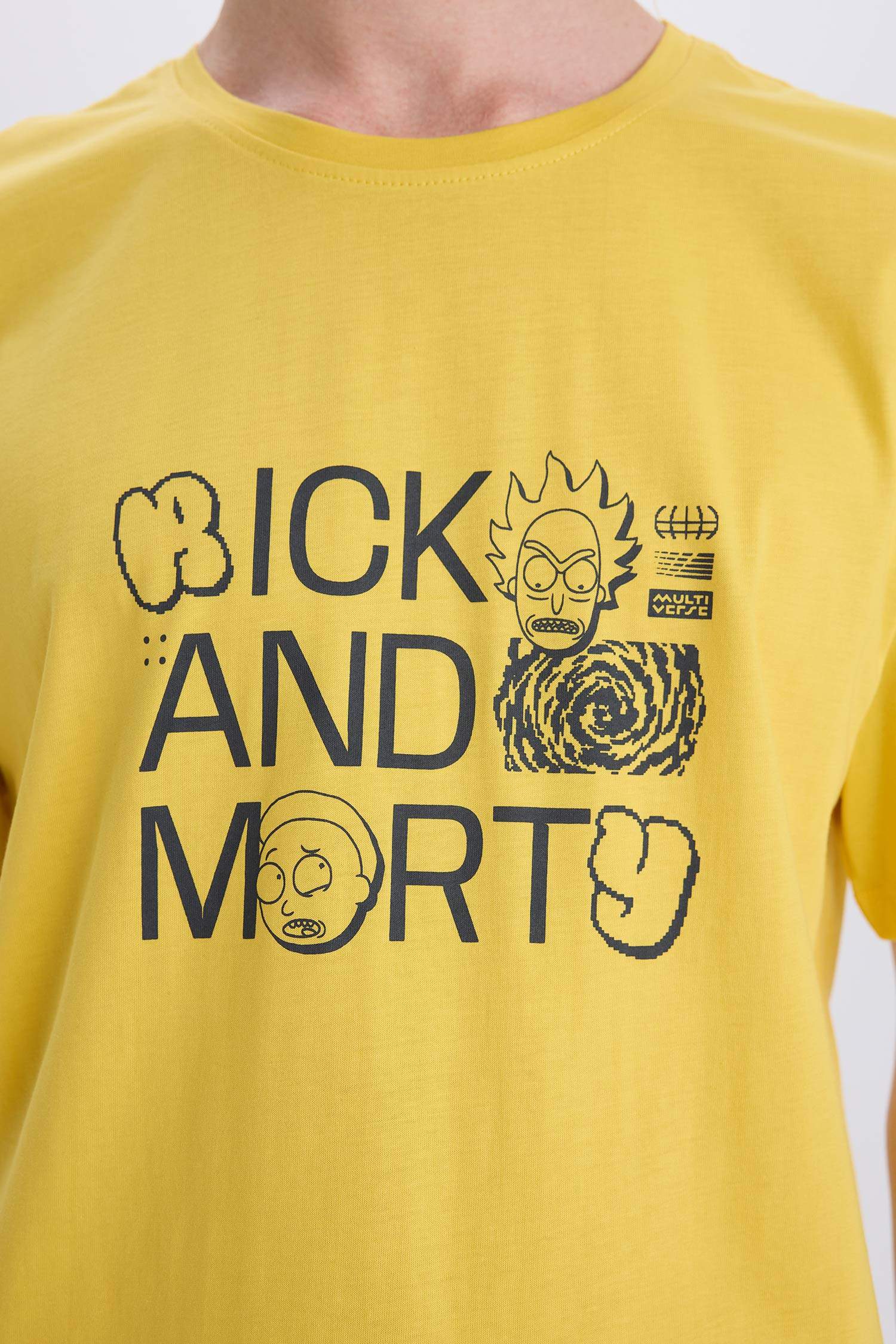 %100 Pamuk Rick and Morty Regular Fit Bisiklet Yaka Kısa Kollu Tişört
