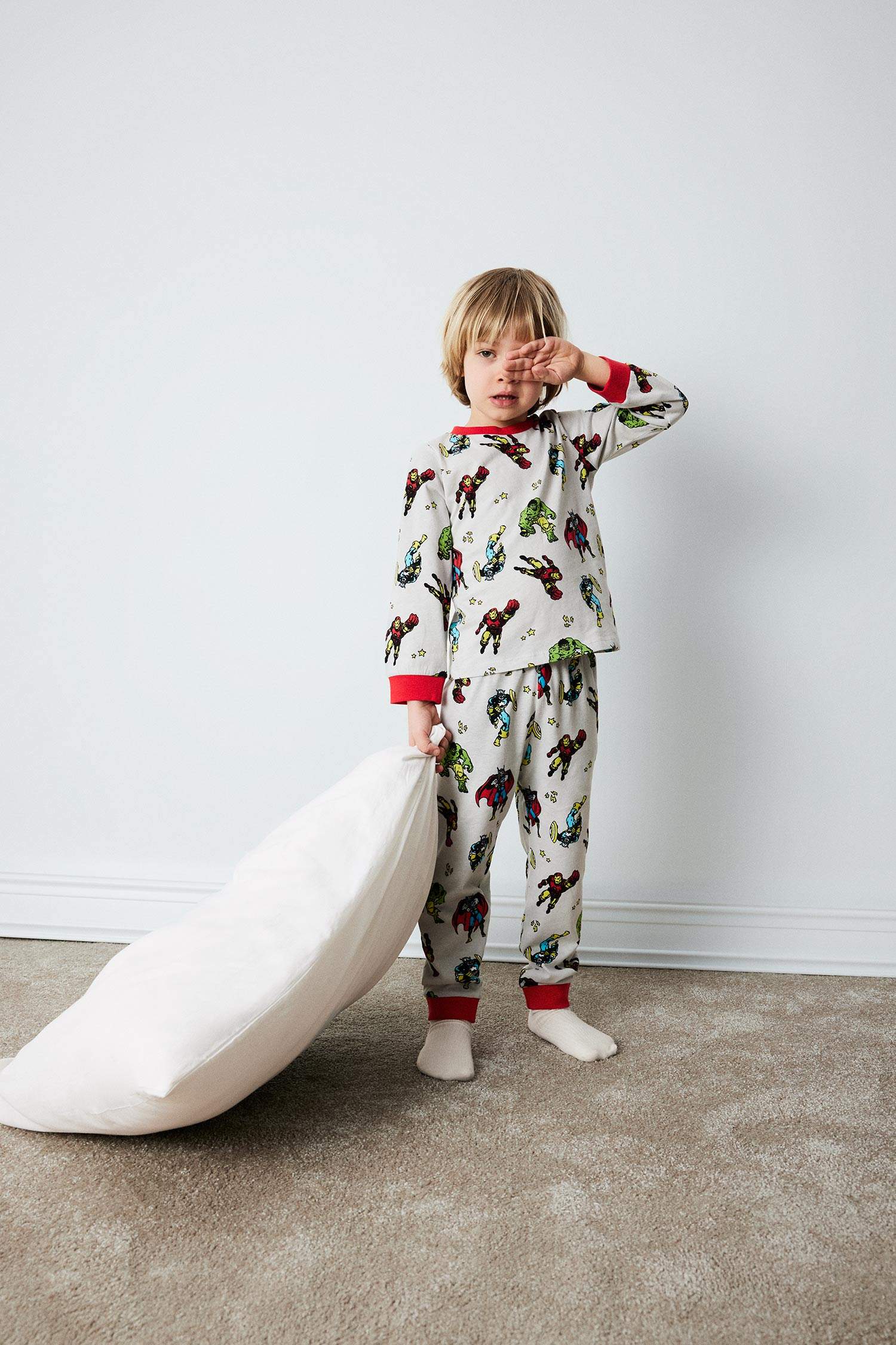 Erkek Bebek Marvel Comics Pijama Takımı Uzun Kollu Penye Üst Beli Lastikli Uzun Alt