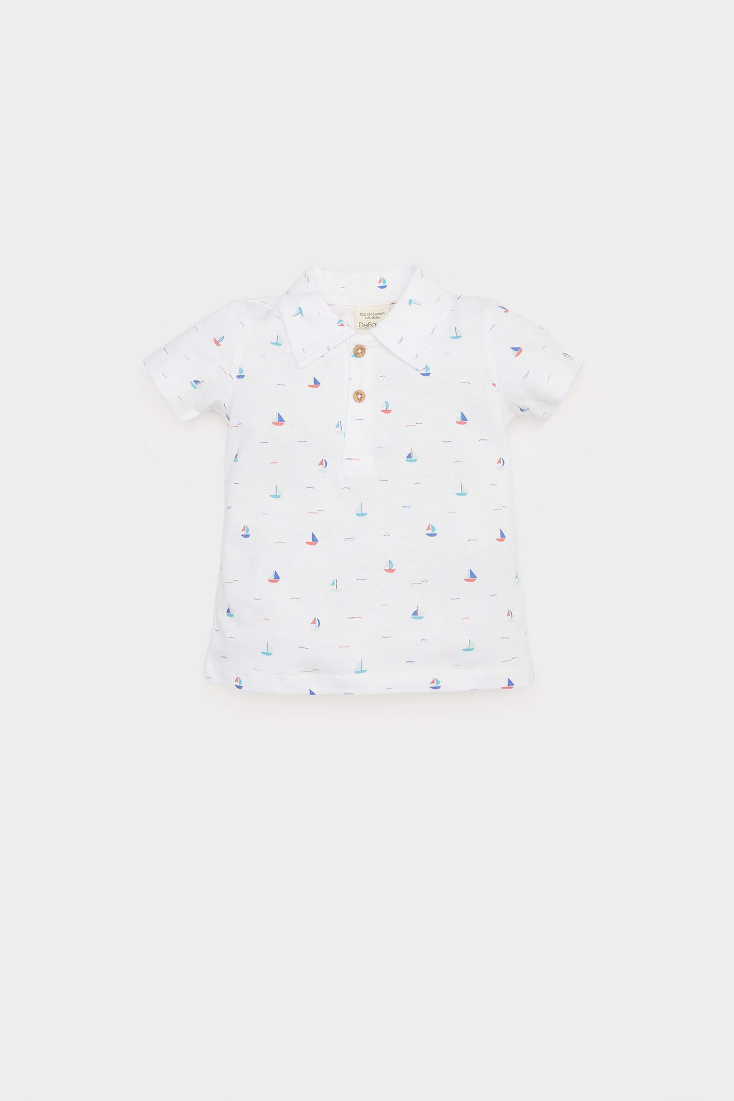 Boy Baby Marine Printed Pique Polo T-Shirt