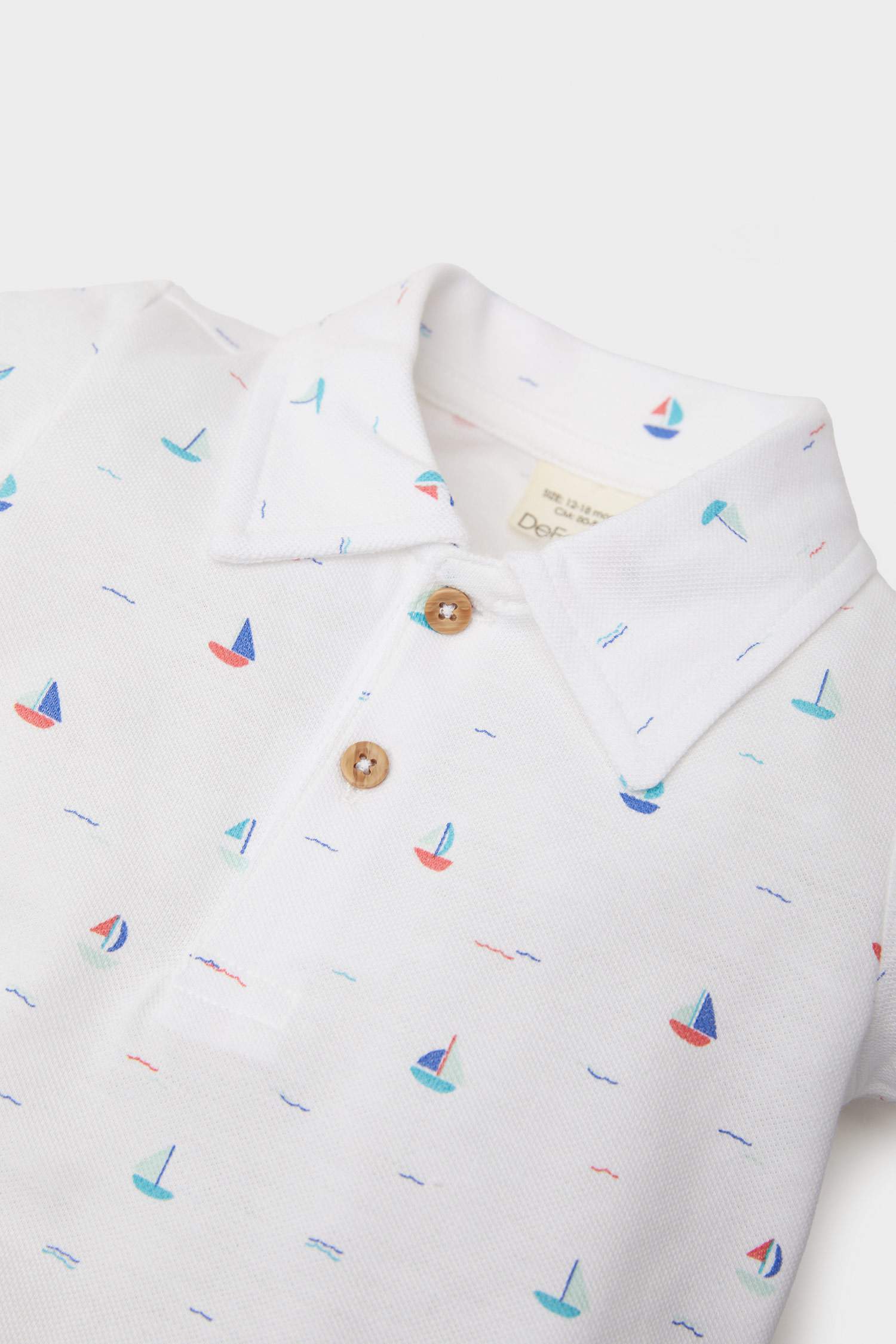 Boy Baby Marine Printed Pique Polo T-Shirt