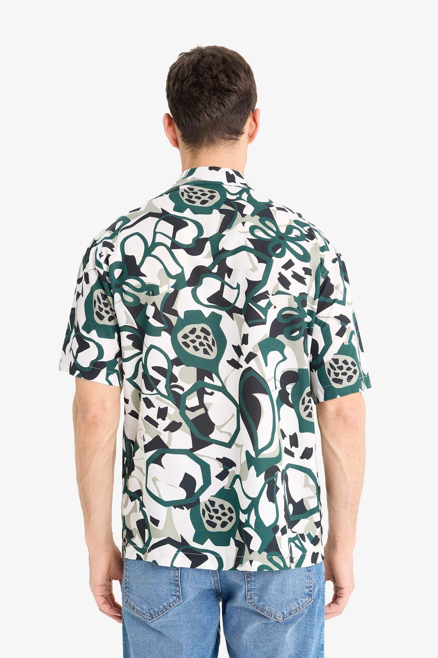 Regular Fit Apache Neck Short Sleeve Shirt