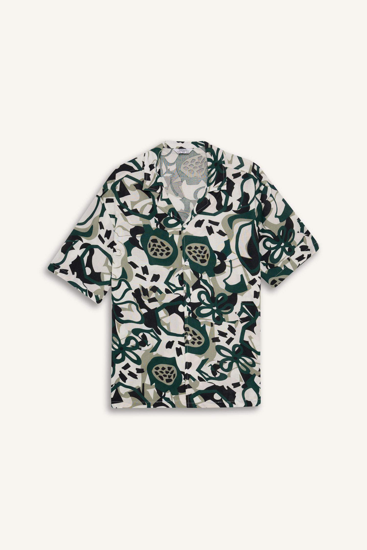 Regular Fit Apache Neck Short Sleeve Shirt