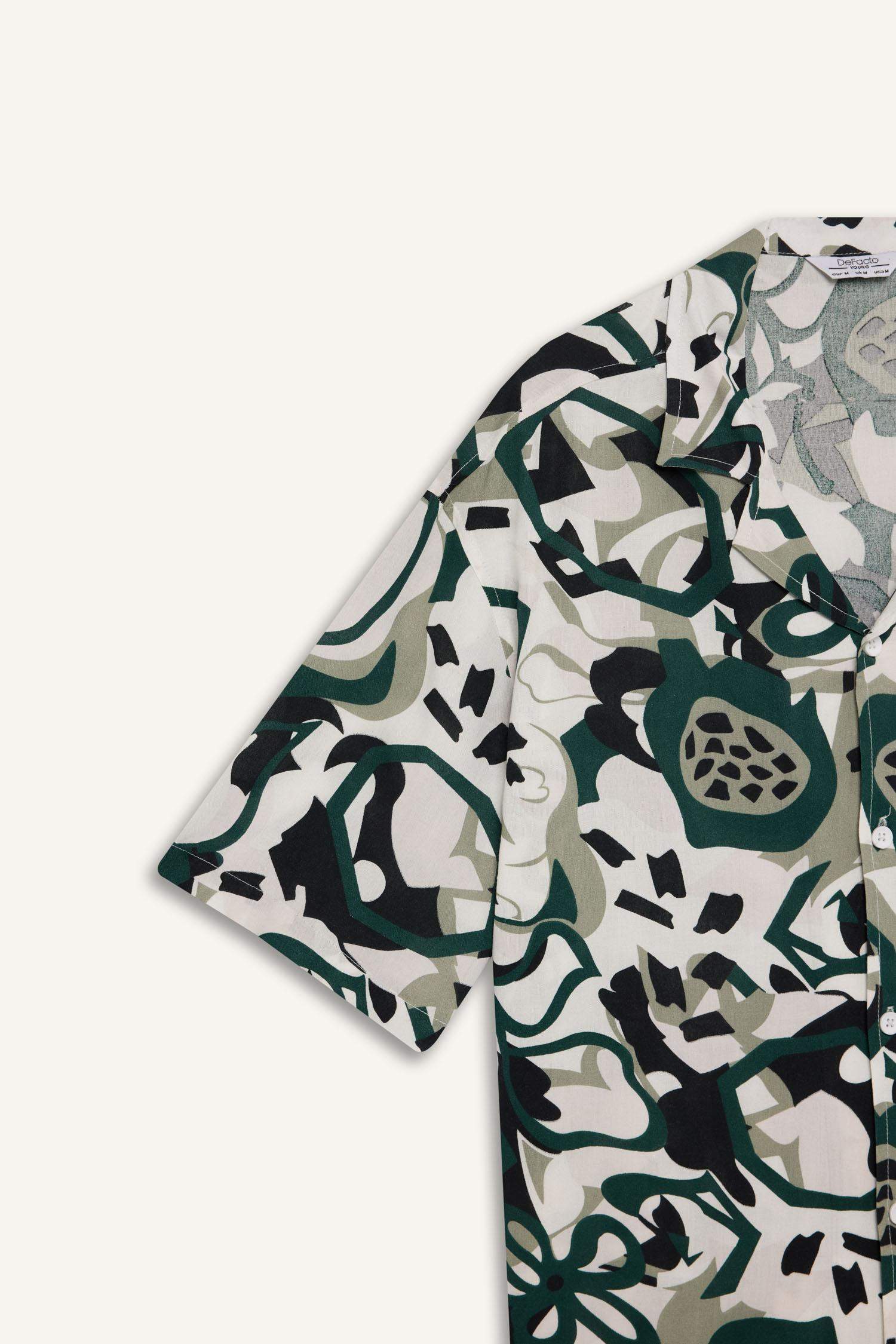 Regular Fit Apache Neck Short Sleeve Shirt