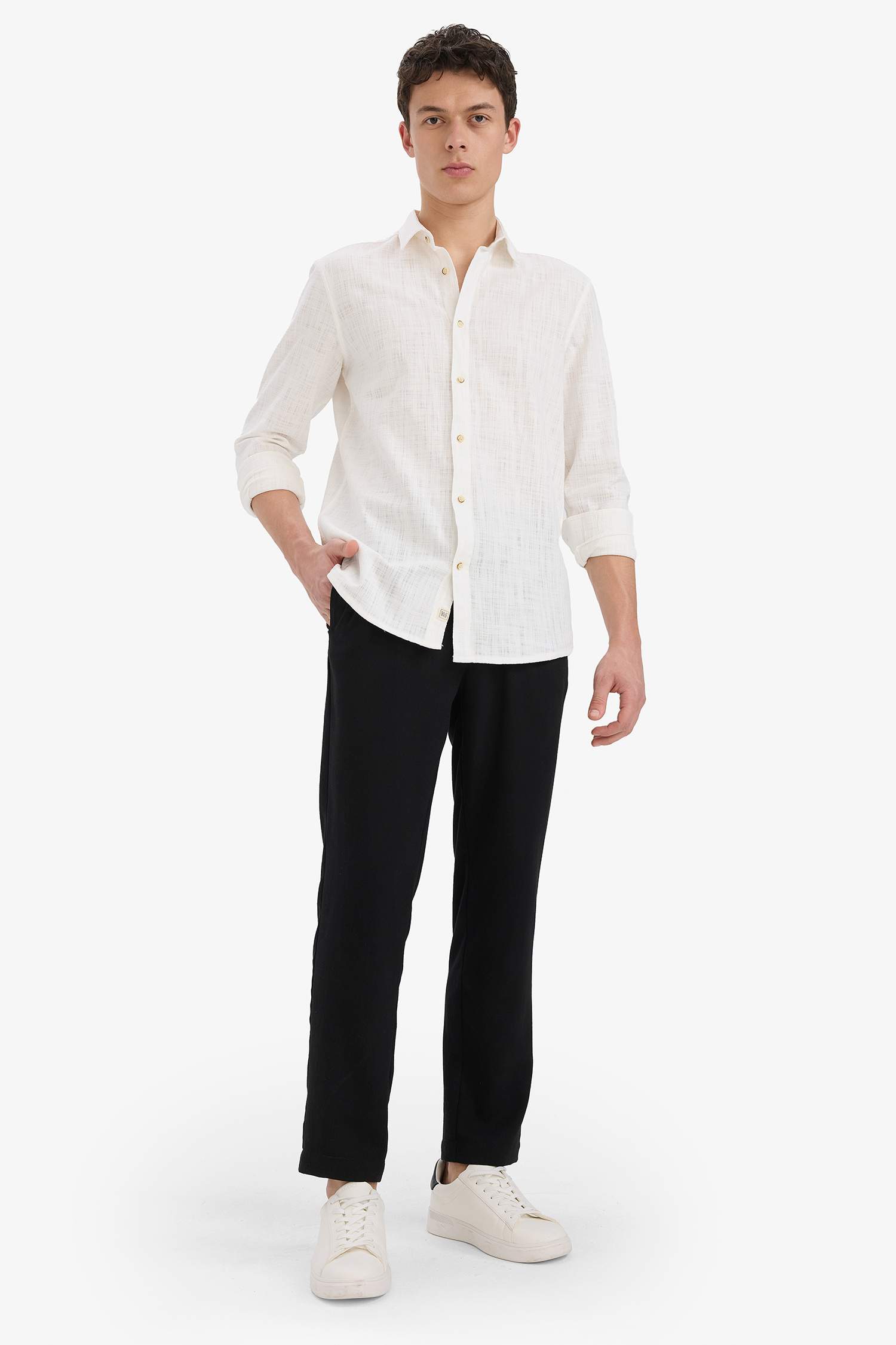 Relax Fit Ankle Length Linen Look Trousers