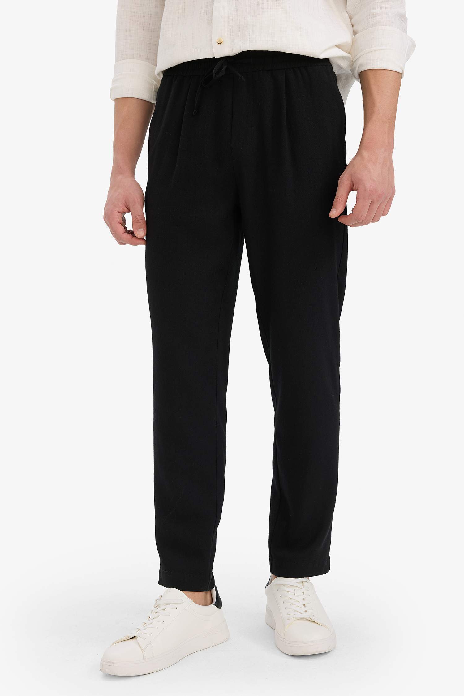 Relax Fit Ankle Length Linen Look Trousers