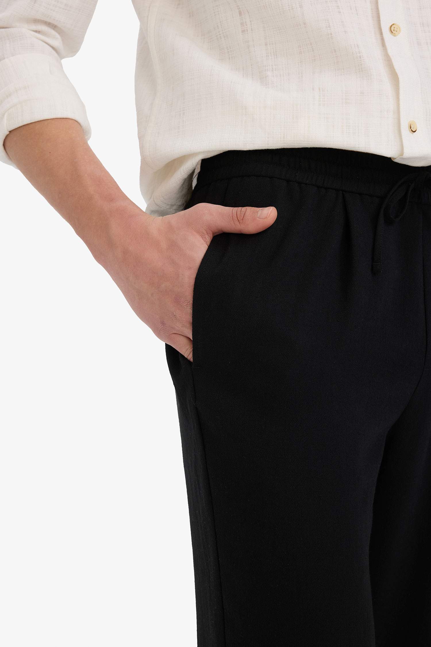 Relax Fit Ankle Length Linen Look Trousers