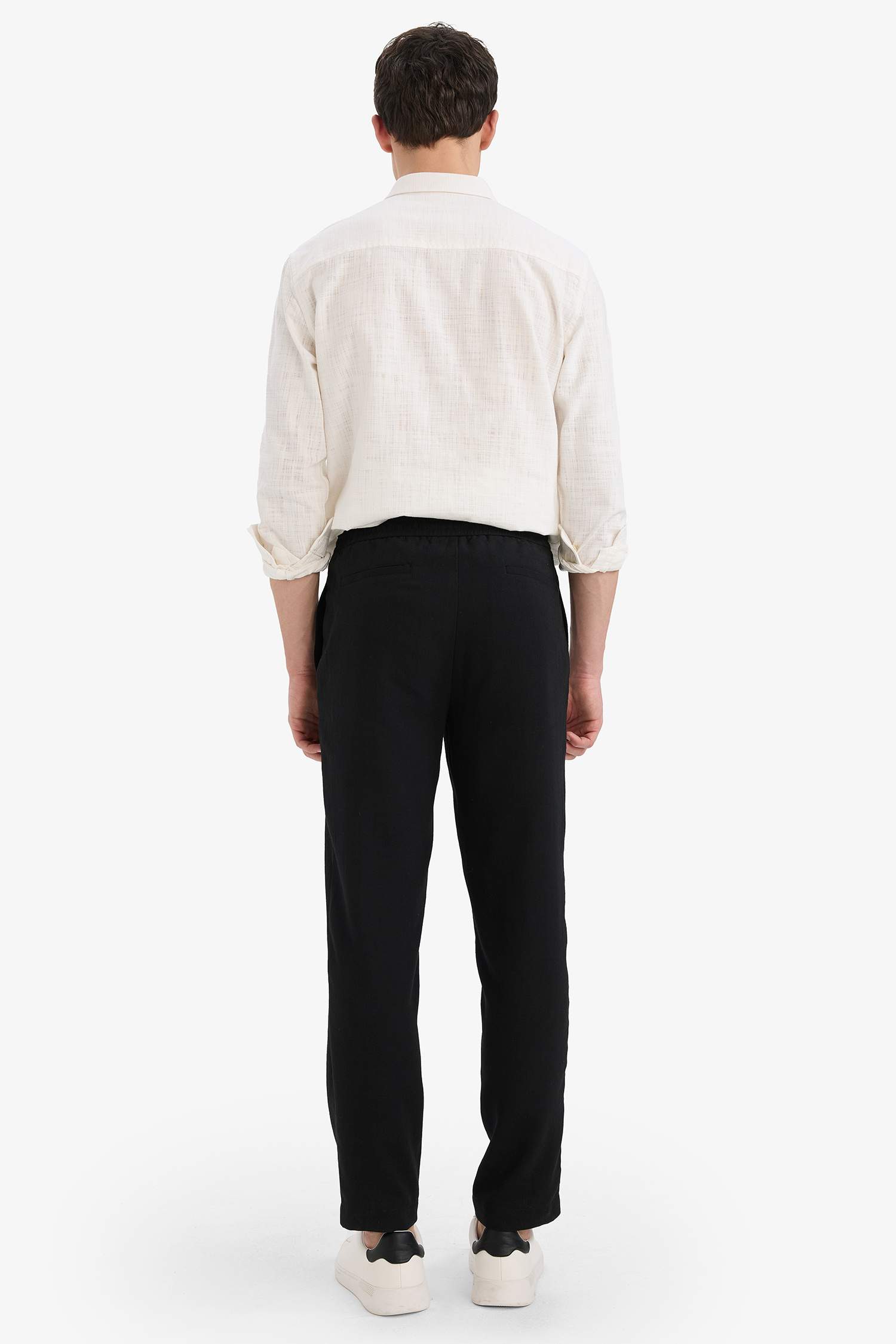 Relax Fit Ankle Length Linen Look Trousers