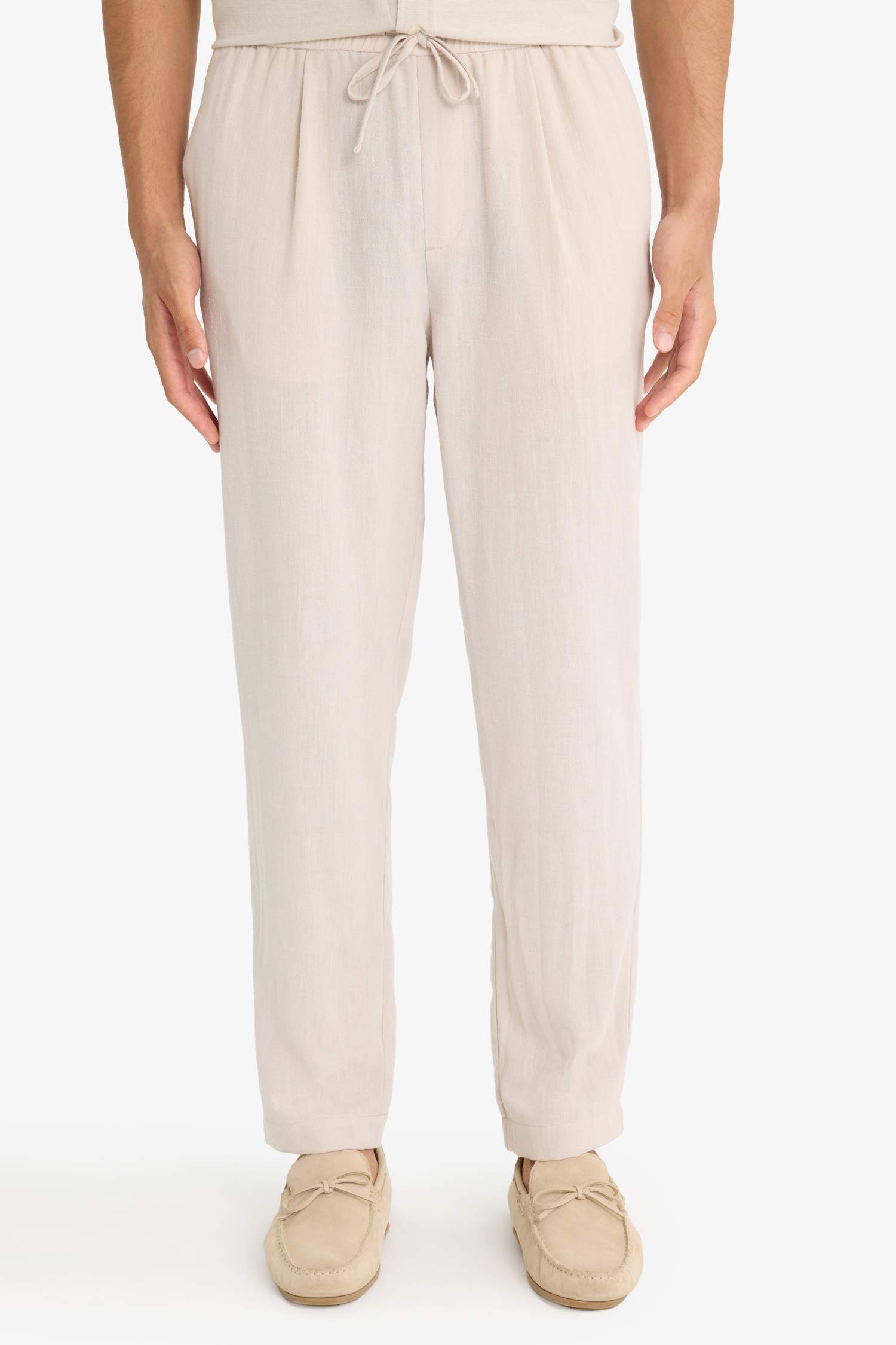 Relax Fit Ankle Length Linen Look Trousers