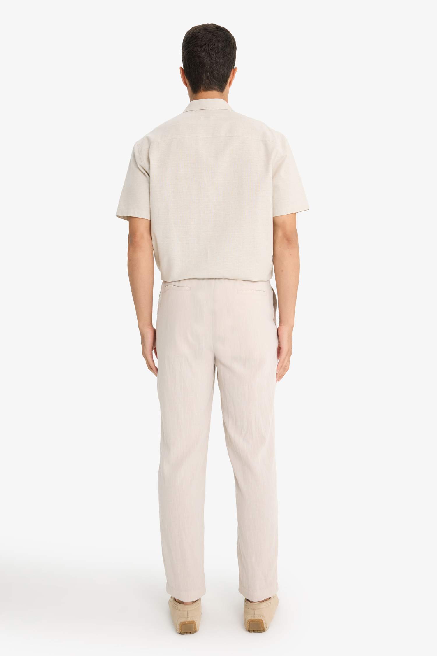Relax Fit Ankle Length Linen Look Trousers