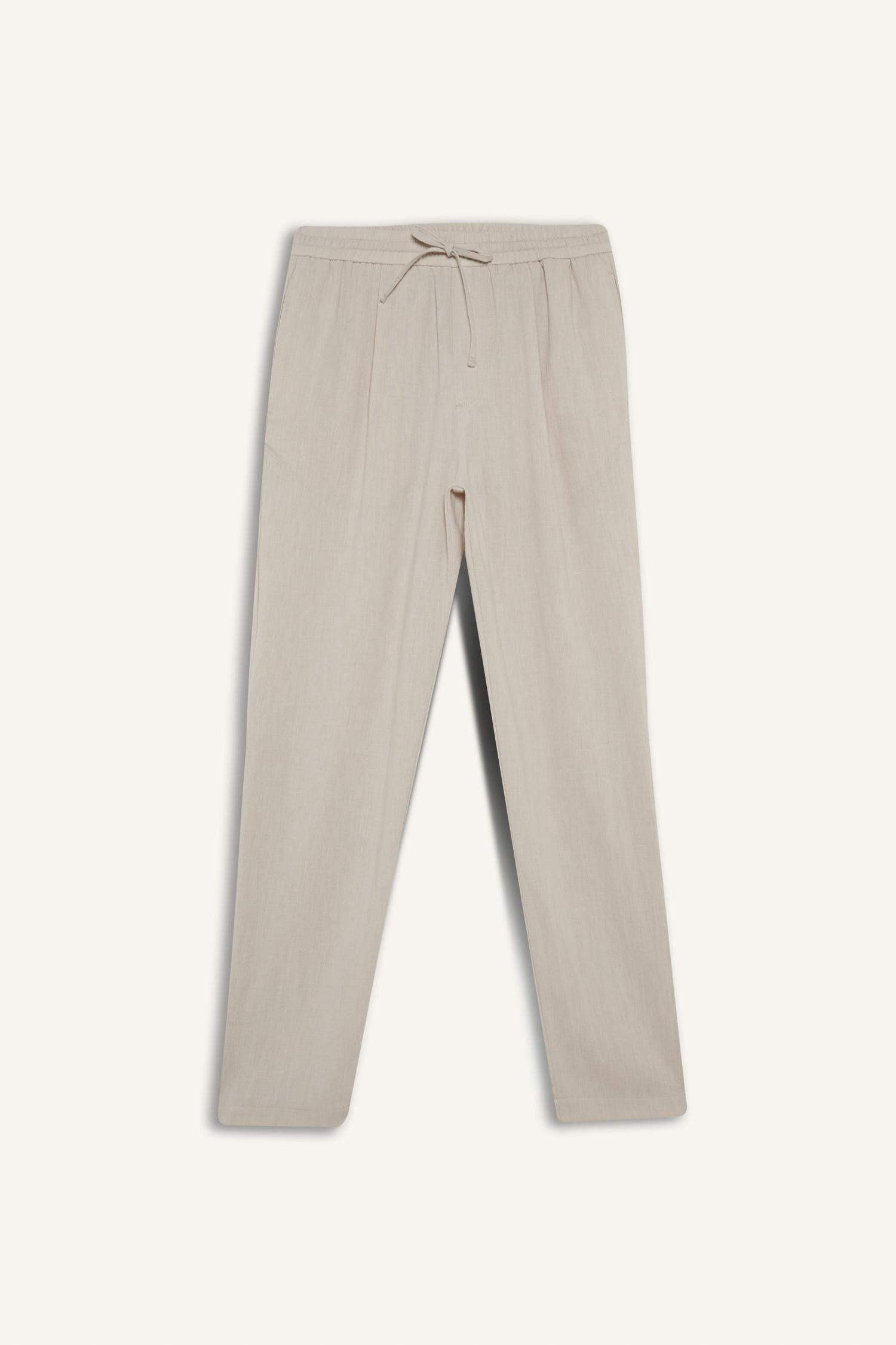 Relax Fit Ankle Length Linen Look Trousers