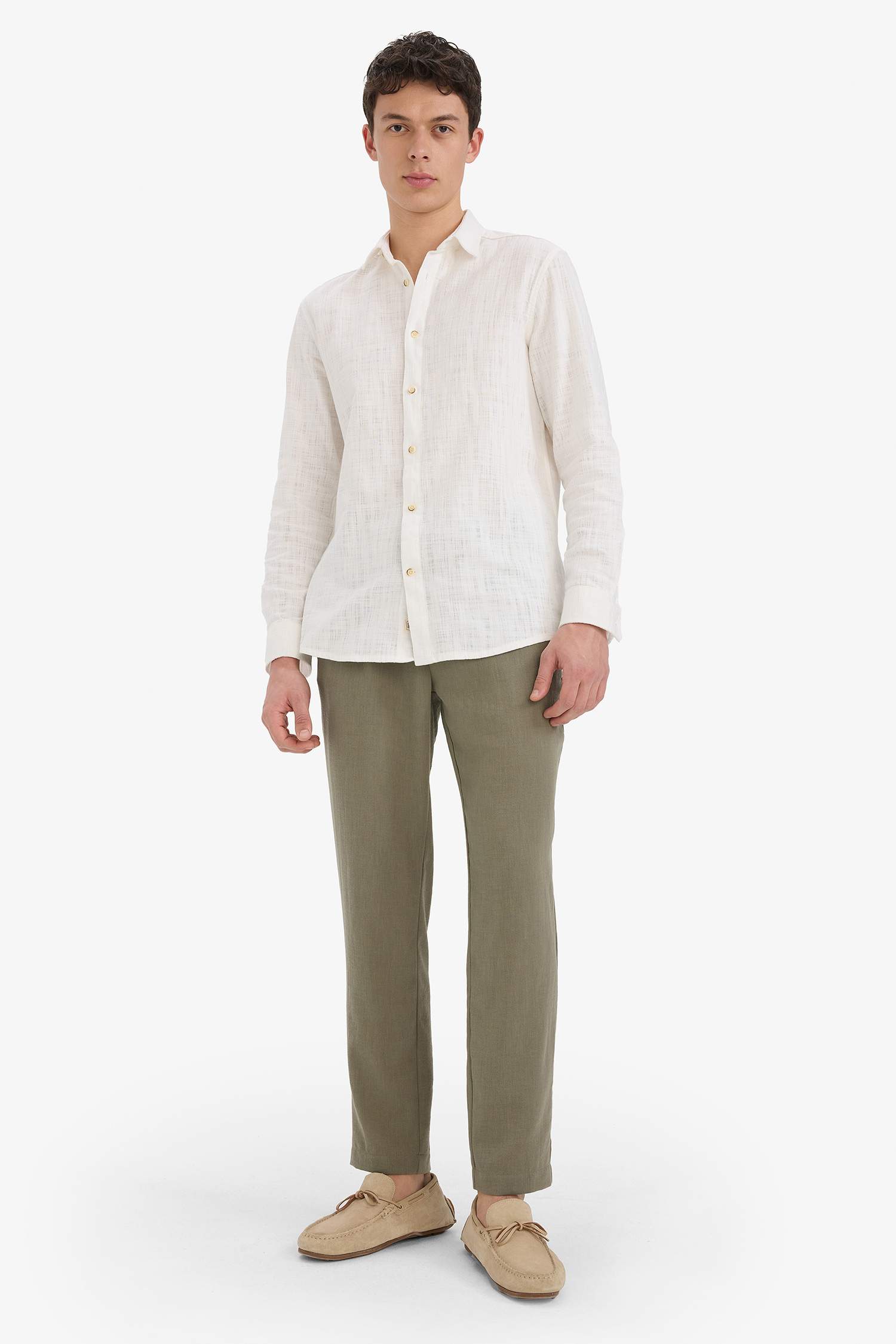 Relax Fit Ankle Length Linen Look Trousers