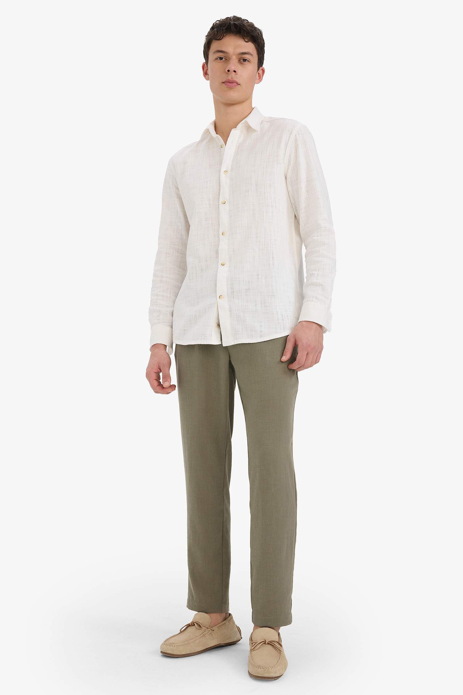 Relax Fit Ankle Length Linen Look Trousers