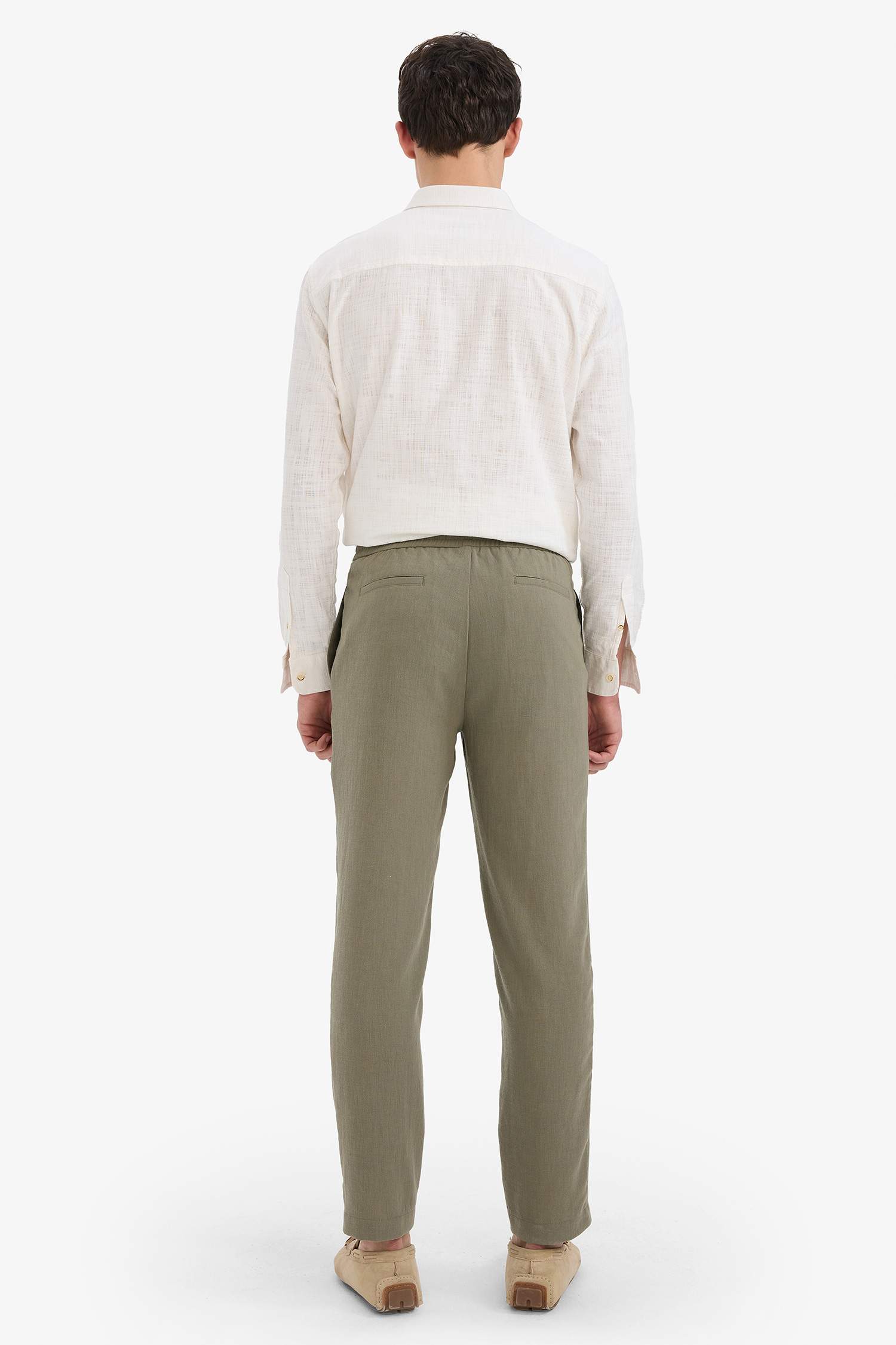 Relax Fit Ankle Length Linen Look Trousers