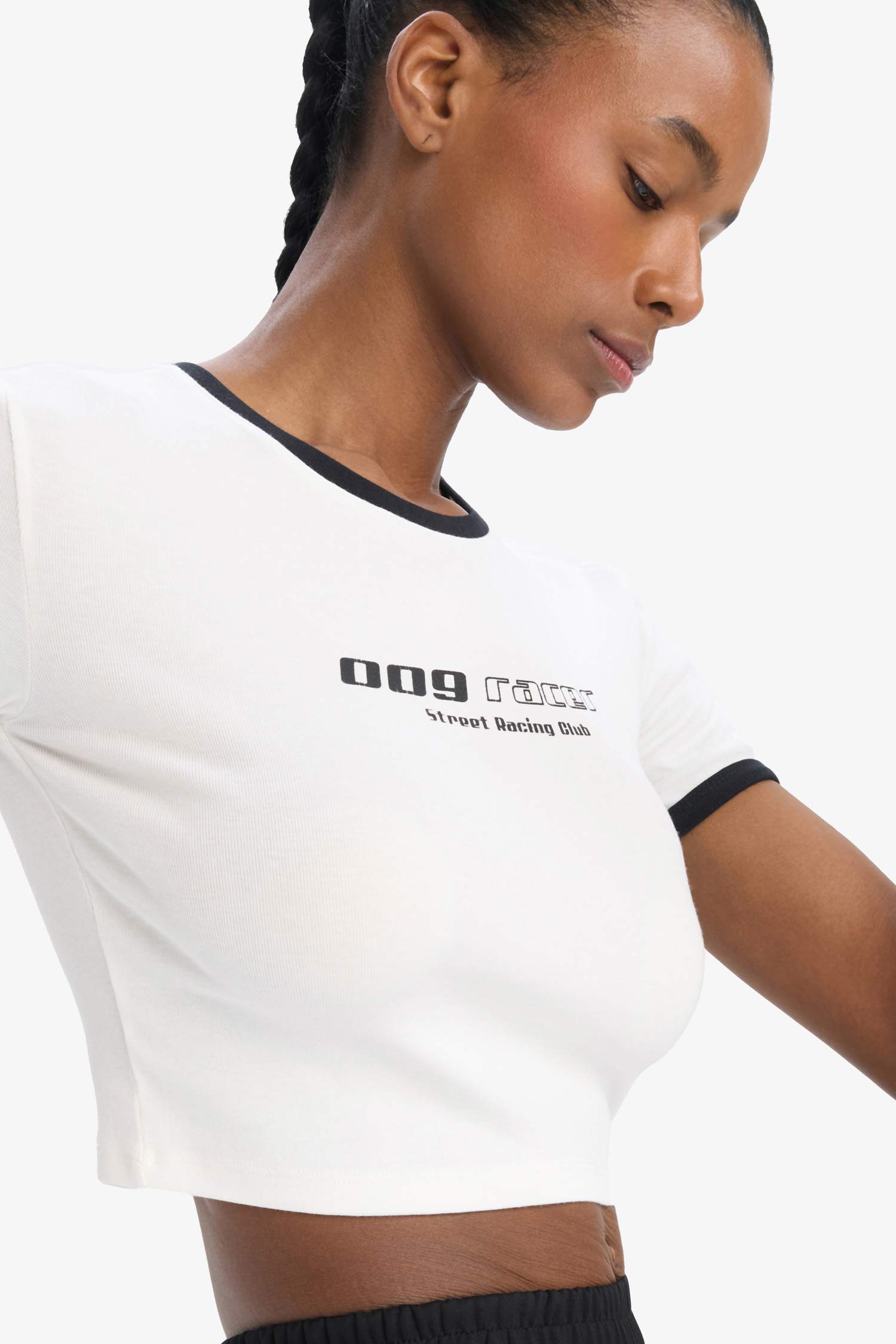 DeFactoFit Slim Fit Dar Kesim Bisiklet Yaka Baskılı Sporcu Ribana Kısa Kollu Tişört