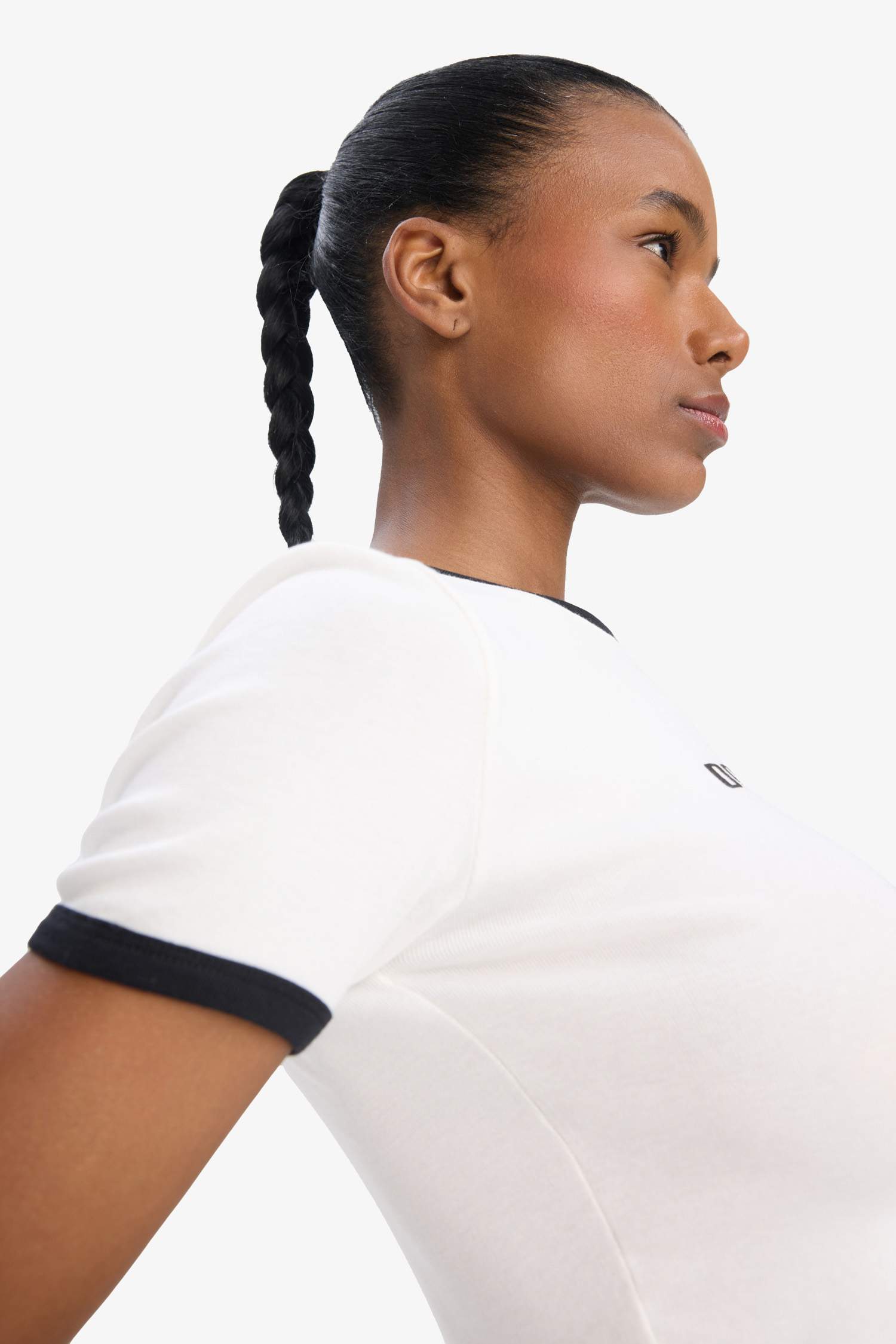 DeFactoFit Slim Fit Dar Kesim Bisiklet Yaka Baskılı Sporcu Ribana Kısa Kollu Tişört