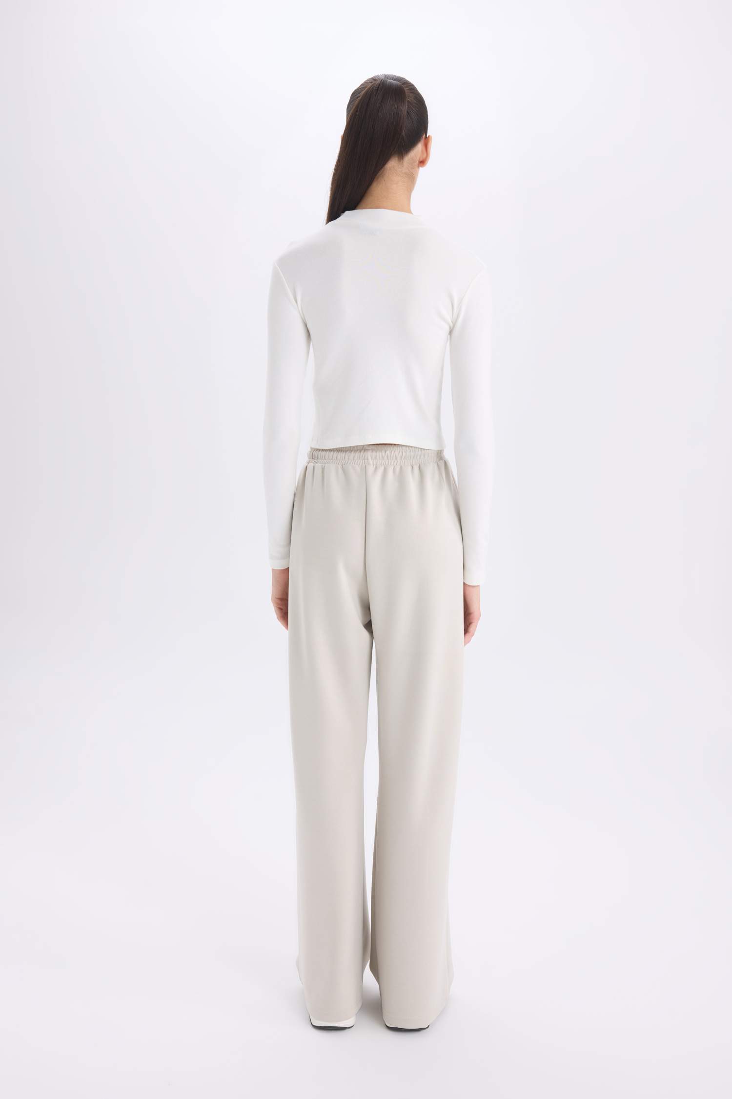 Pocketed Scuba Fabric Tied Waist Wide Leg Sweatpants