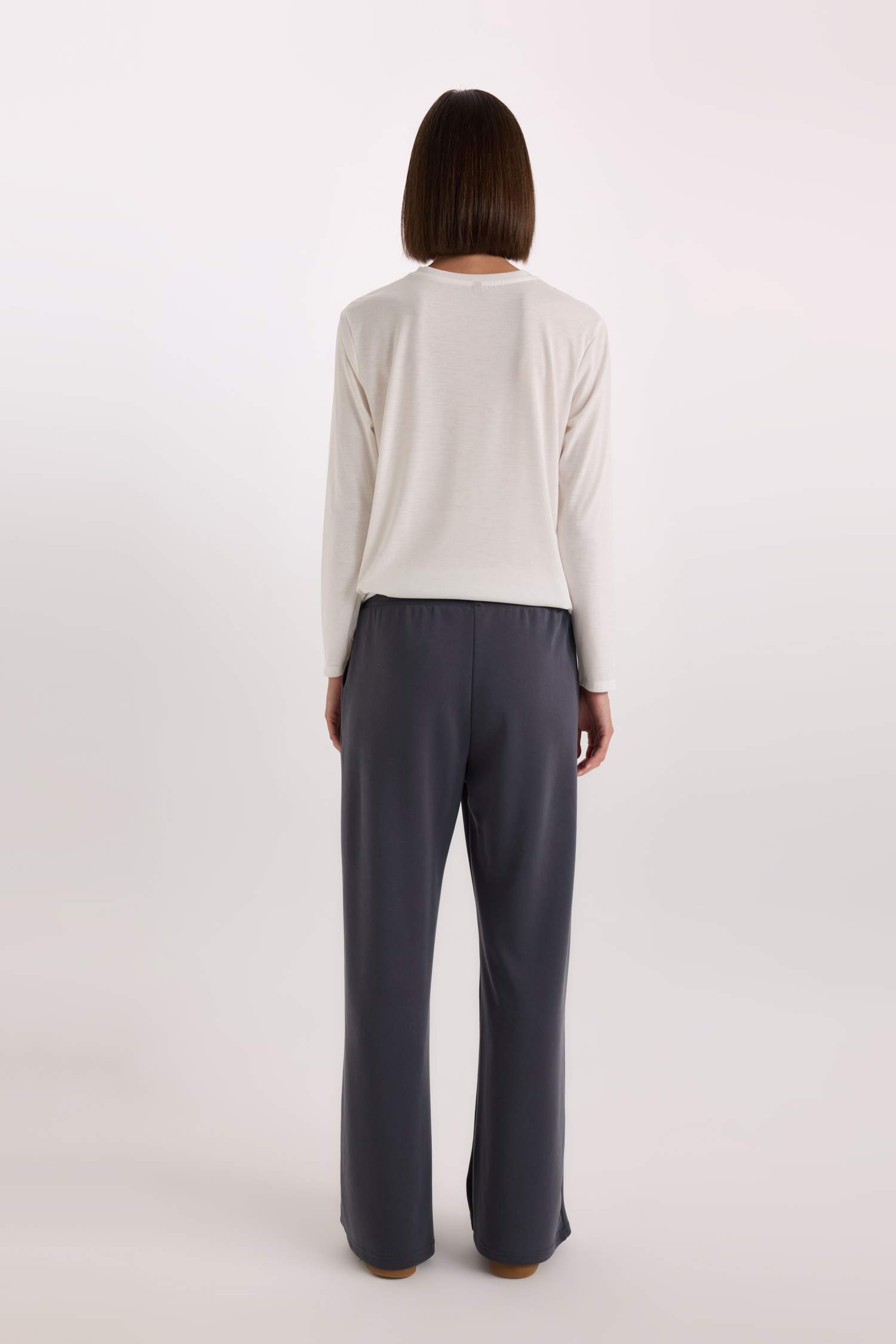 Scuba Fabric Tied Waist Wide Leg Sweatpants