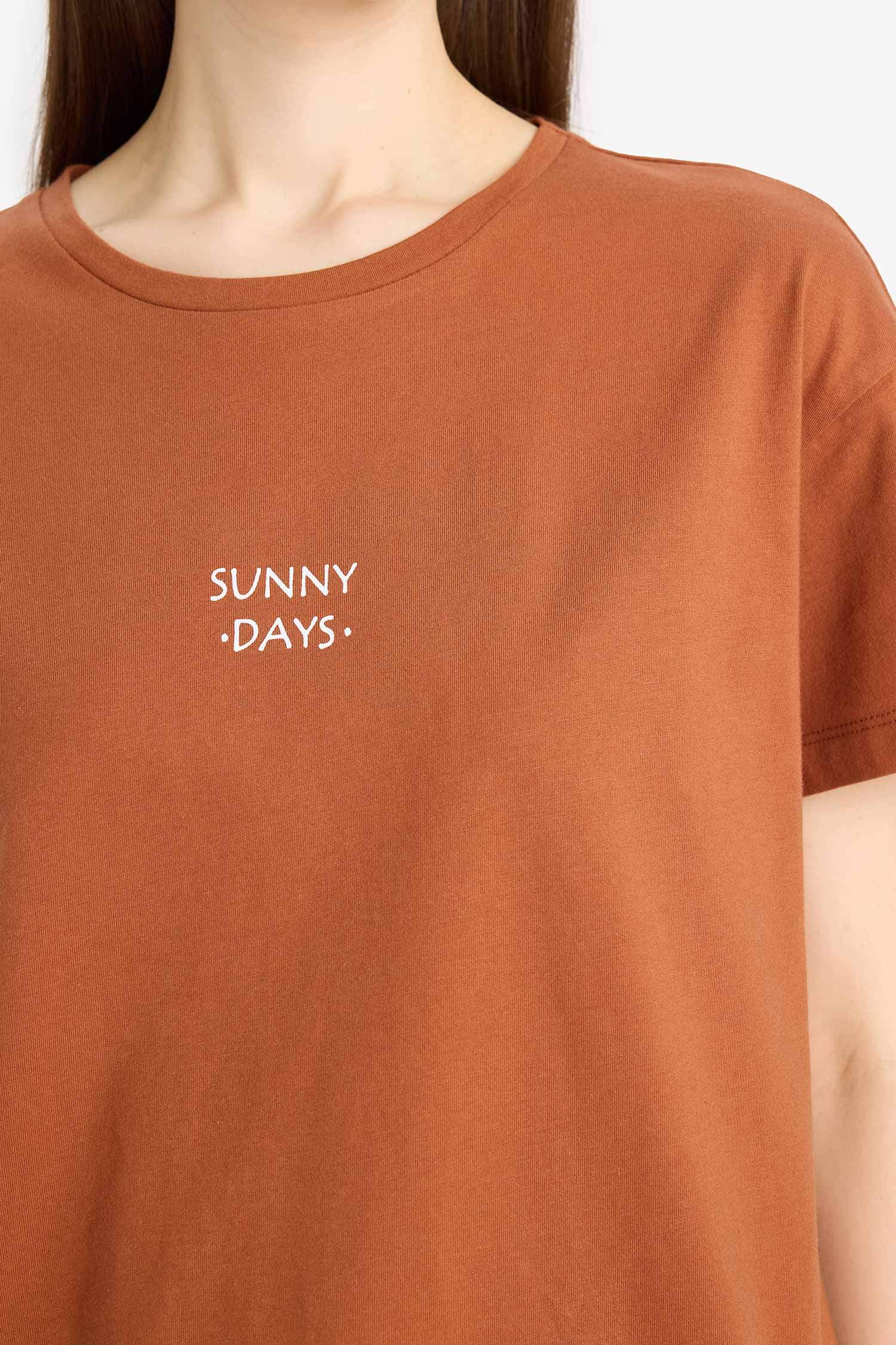 Pijama Takımı Kısa Kollu Üst Beli Lastikli Uzun Kareli Alt