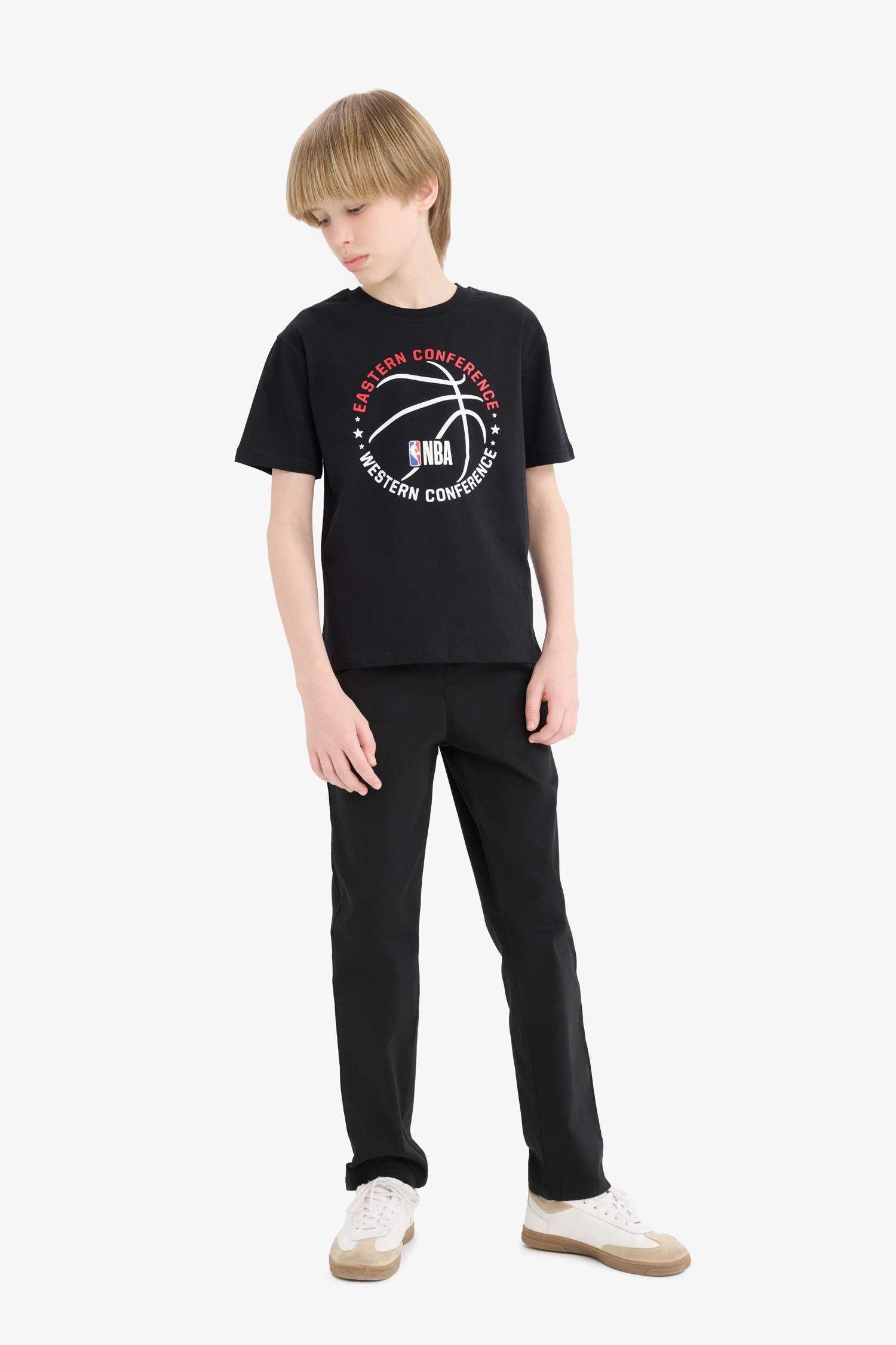 Erkek Çocuk NBA Wordmark Bisiklet Yaka Kısa Kollu Tişört