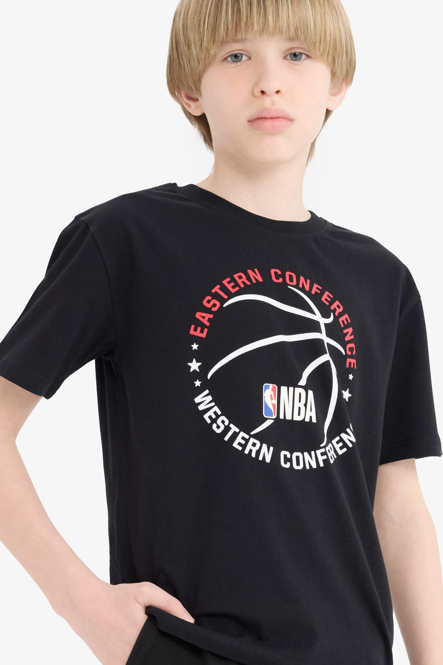 Erkek Çocuk NBA Wordmark Bisiklet Yaka Kısa Kollu Tişört