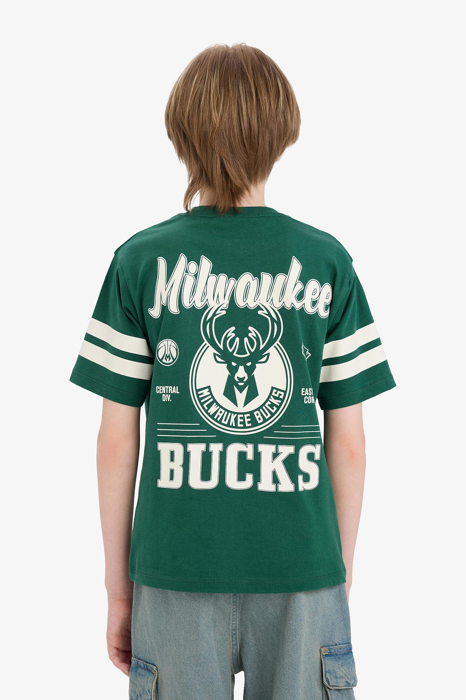T-shirt NBA Milwaukee Bucks à col rond et manches courtes pour garçon