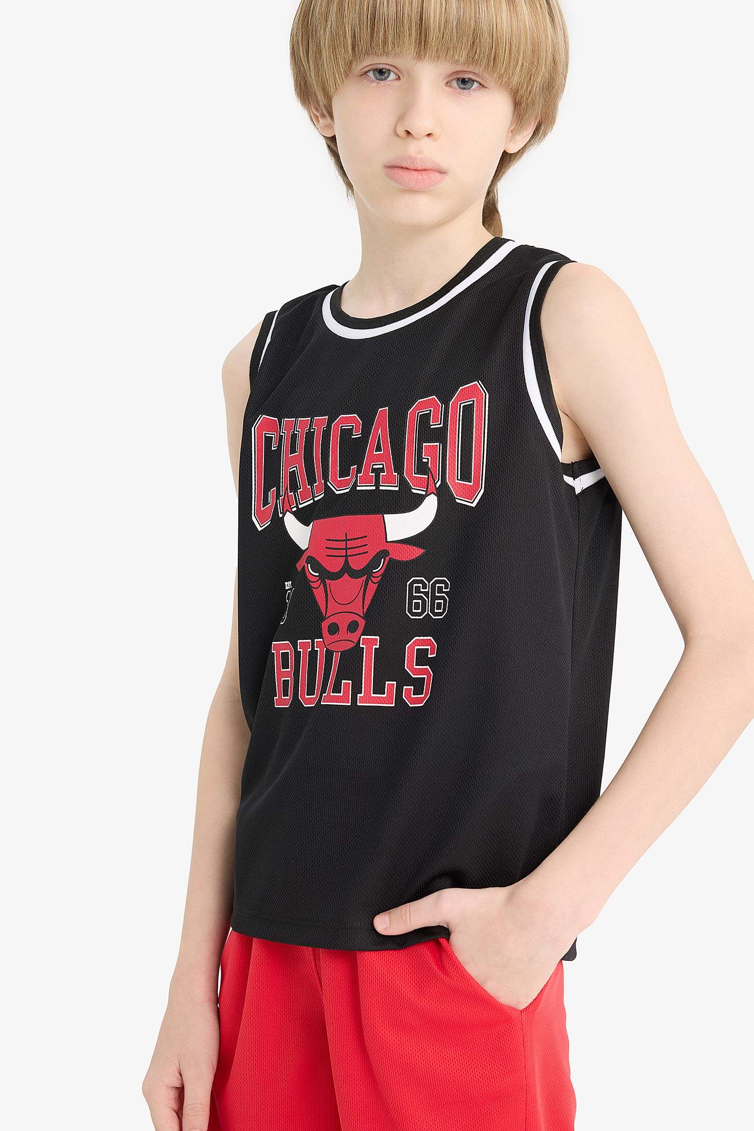 Erkek Çocuk NBA Chicago Bulls Bisiklet Yaka Atlet