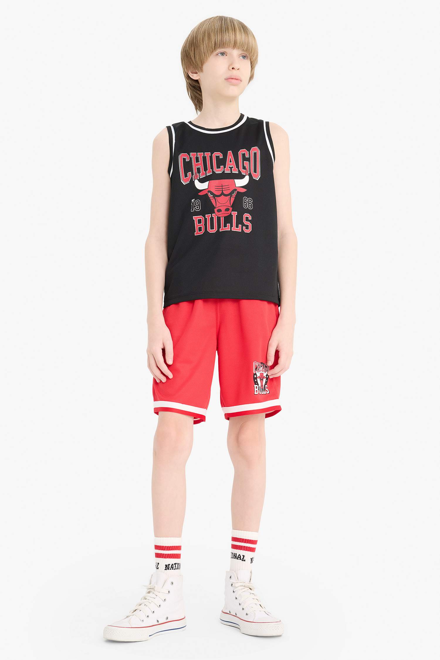 Erkek Çocuk NBA Chicago Bulls Bisiklet Yaka Atlet