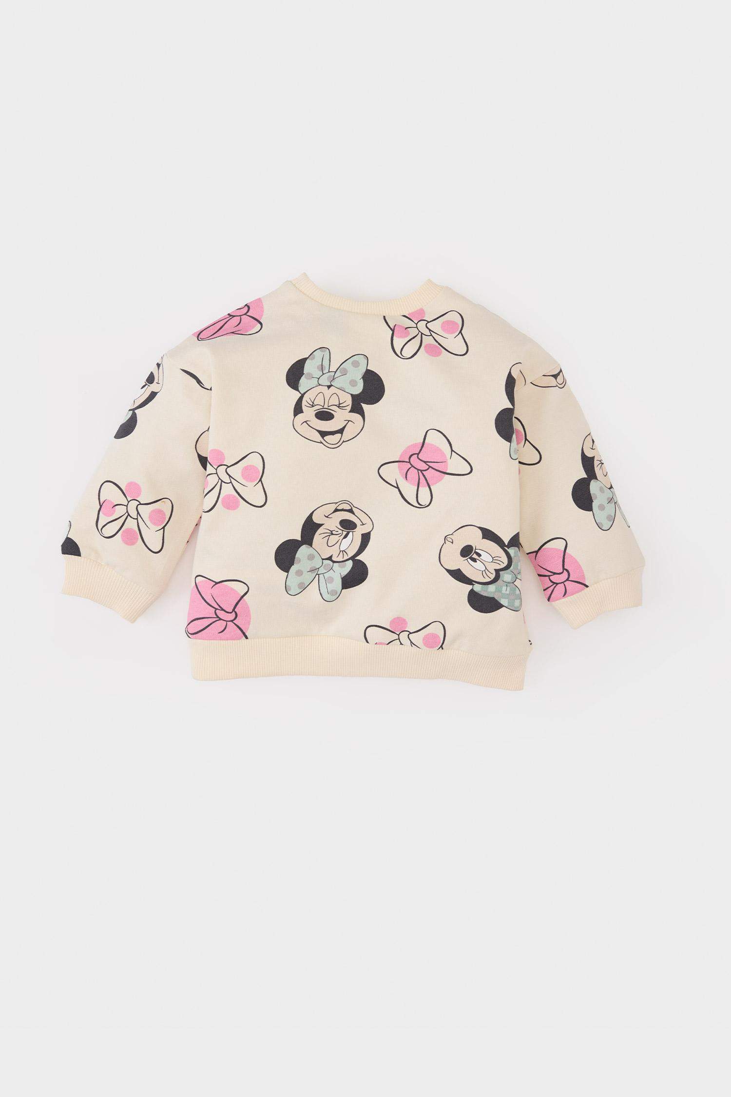 Kız Bebek Disney Mickey & Minnie Bisiklet Yaka Sweatshirt