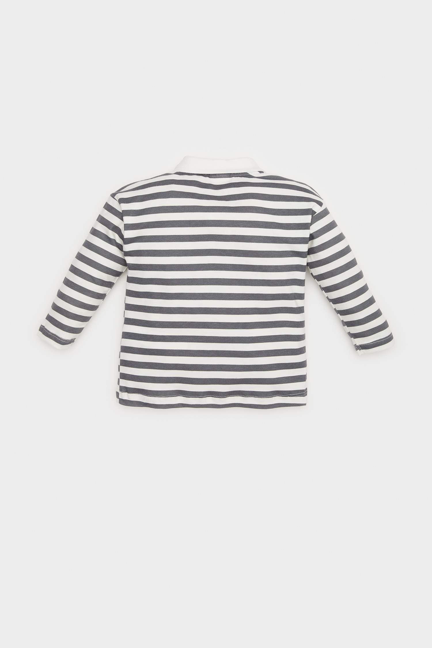 Baby Boy Polo Collar Label Printed Striped T-shirt