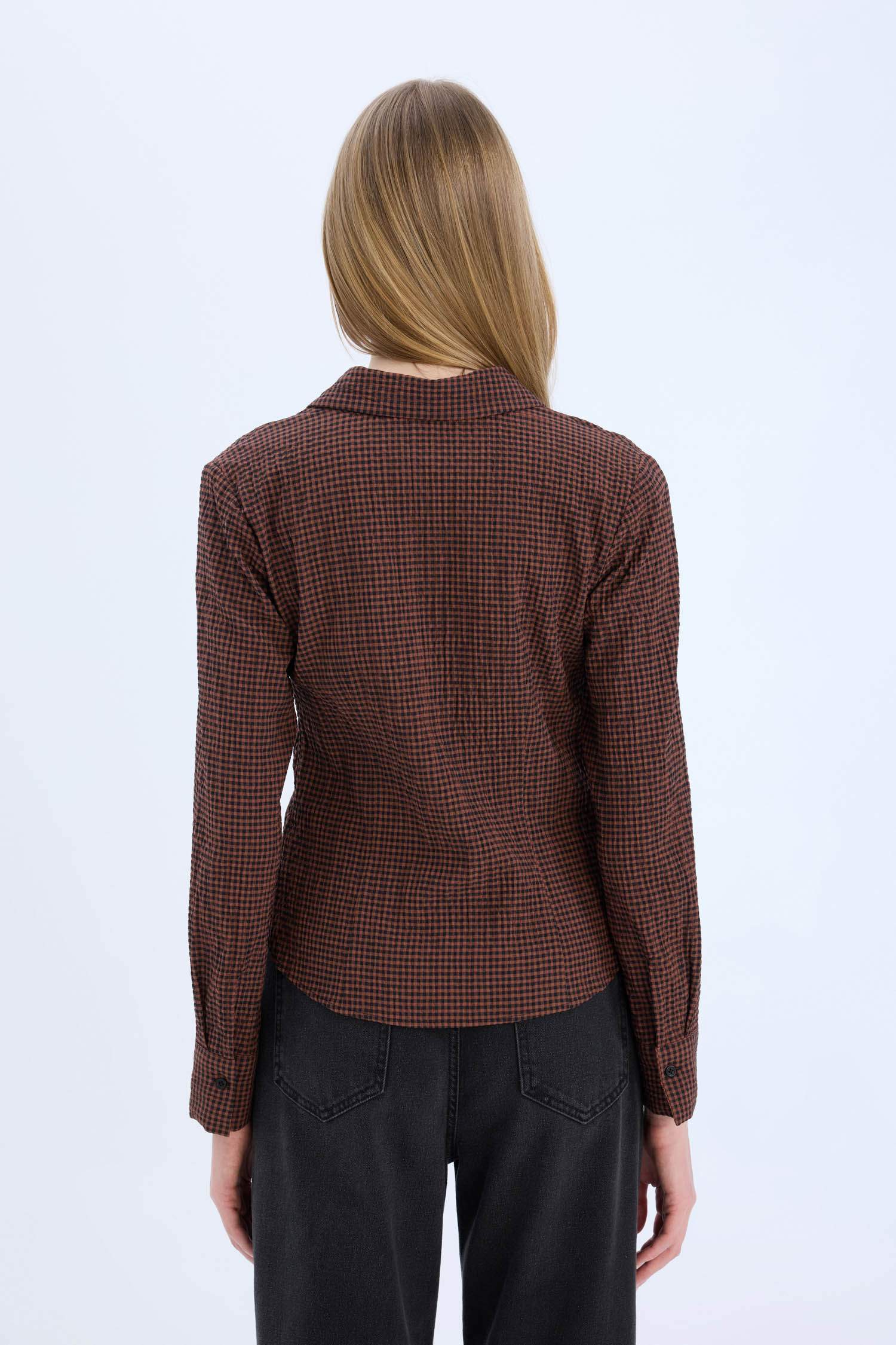 قميص كاروهات ردن طويل سليم فيت