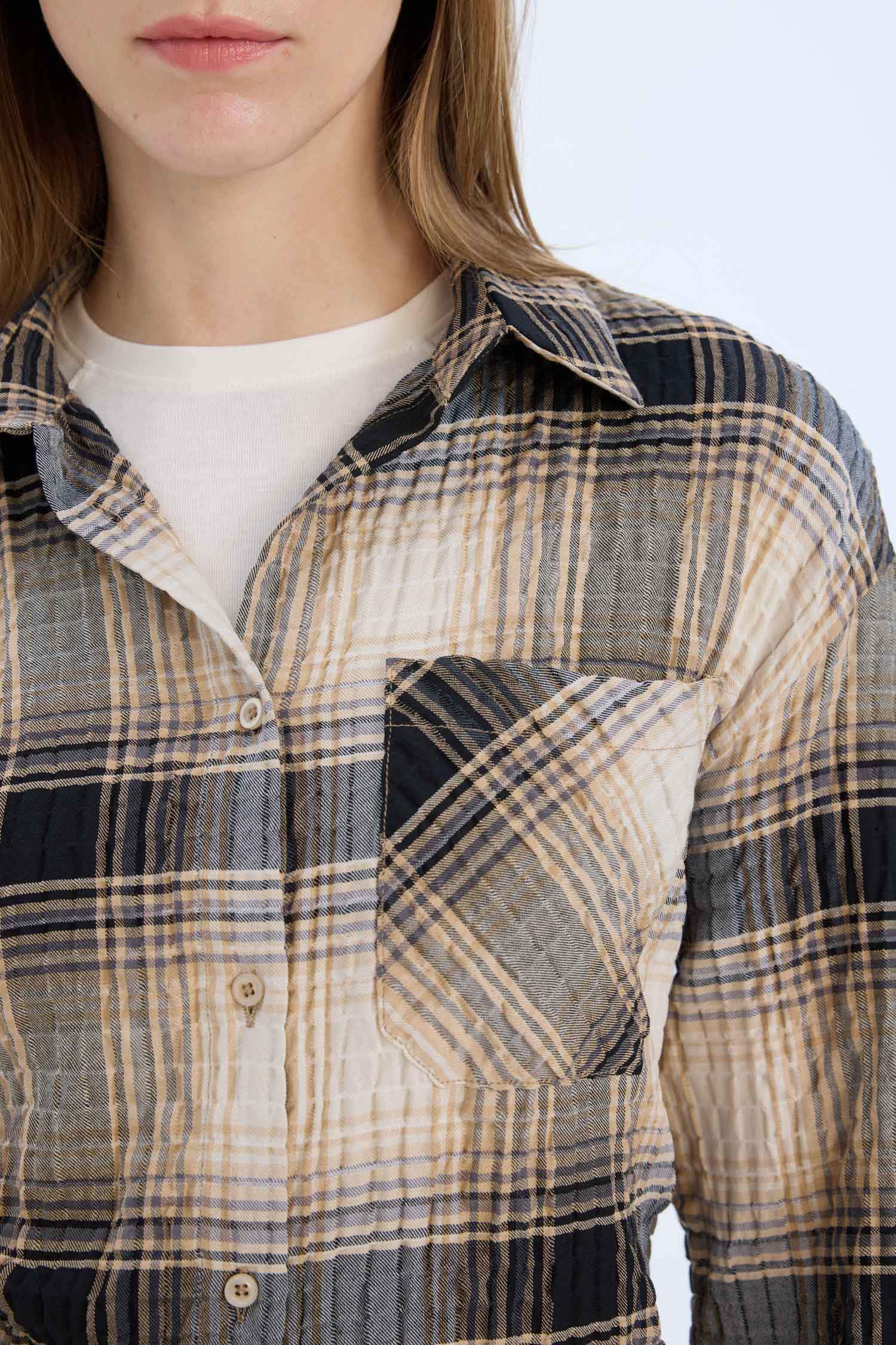 Oversize Fit Plaid Long Sleeve Shirt