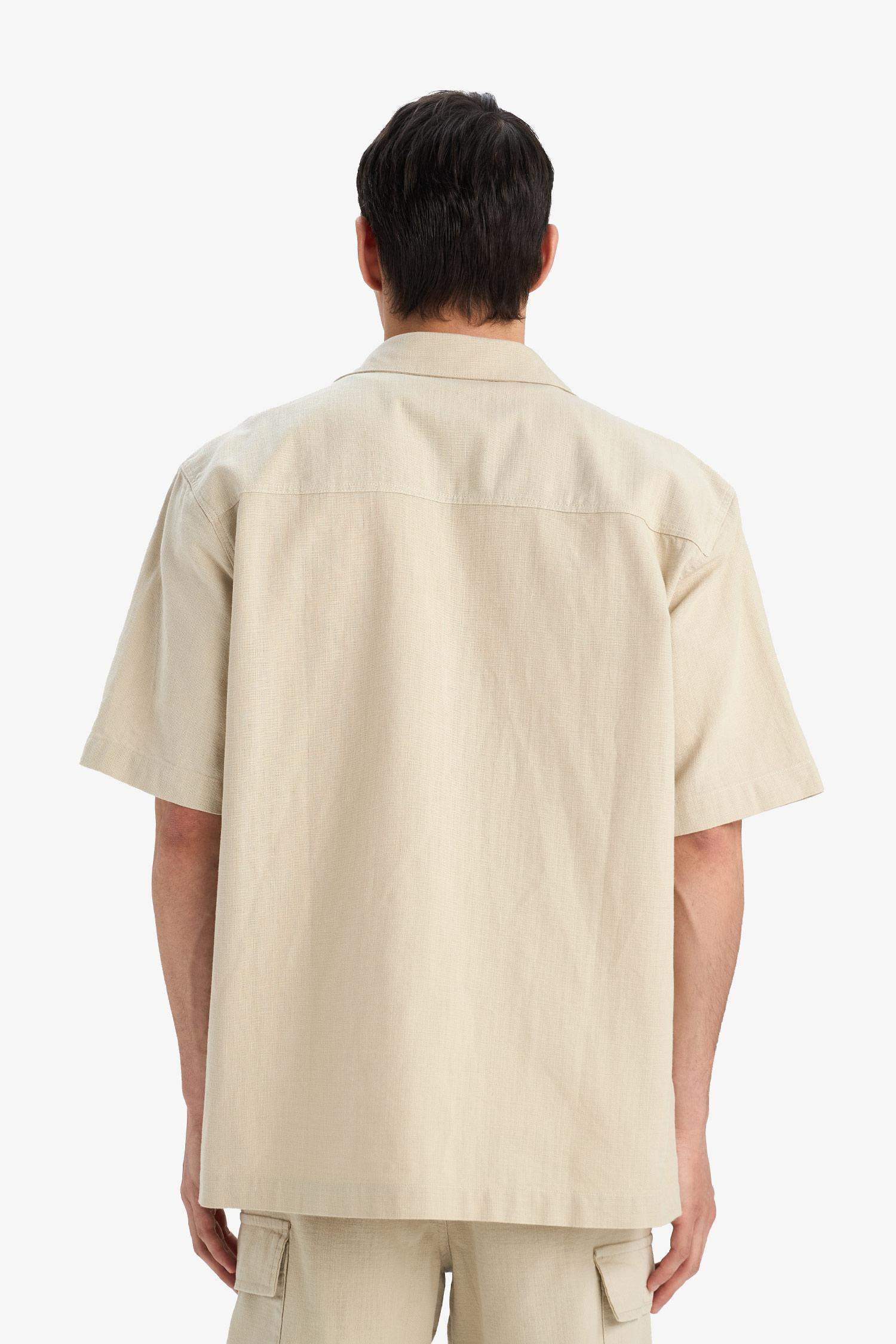 %100 Pamuk Relax Fit Yazlık Cepli Kısa Kollu Gömlek