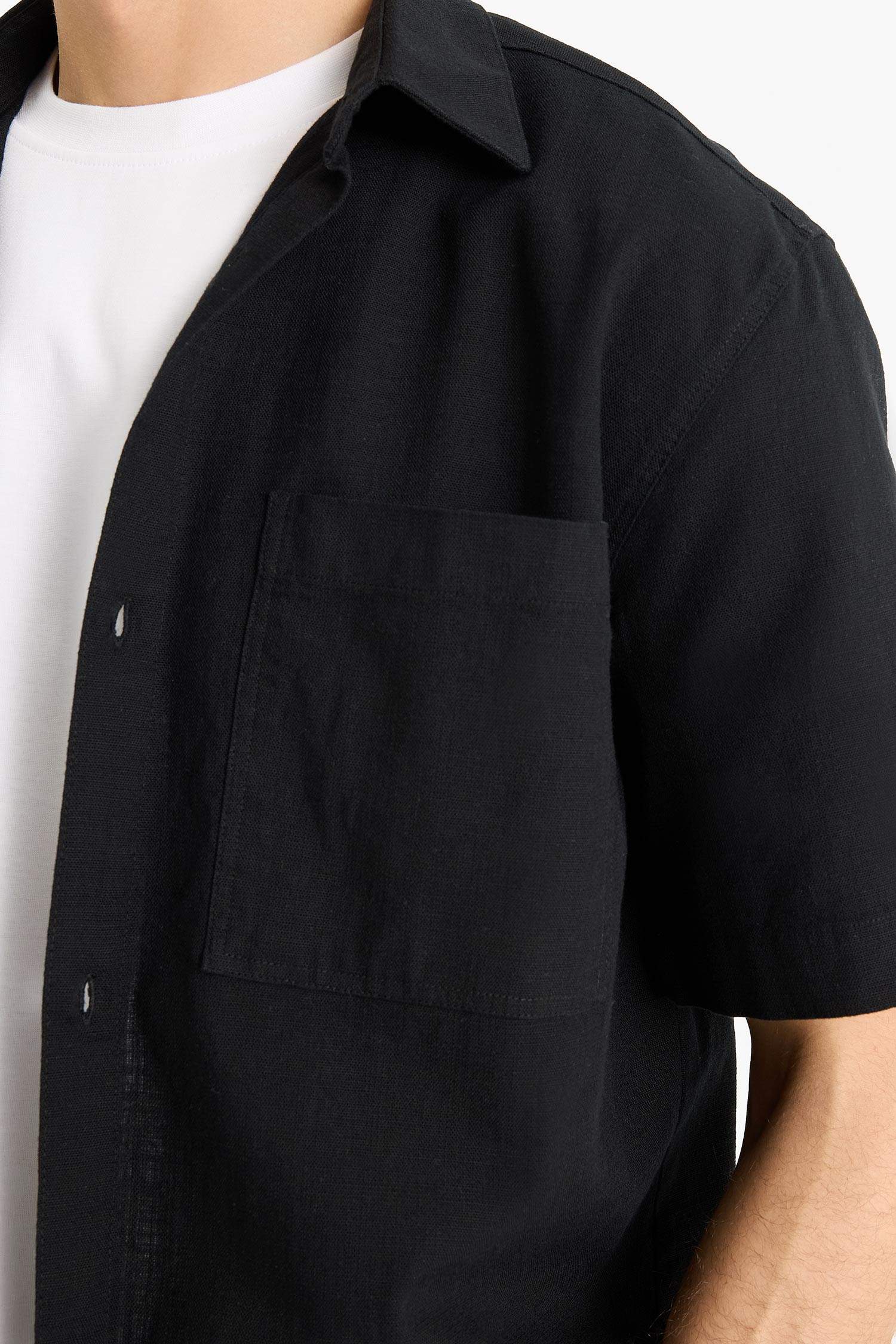 قميص نص كم قصة مريحة من كتان