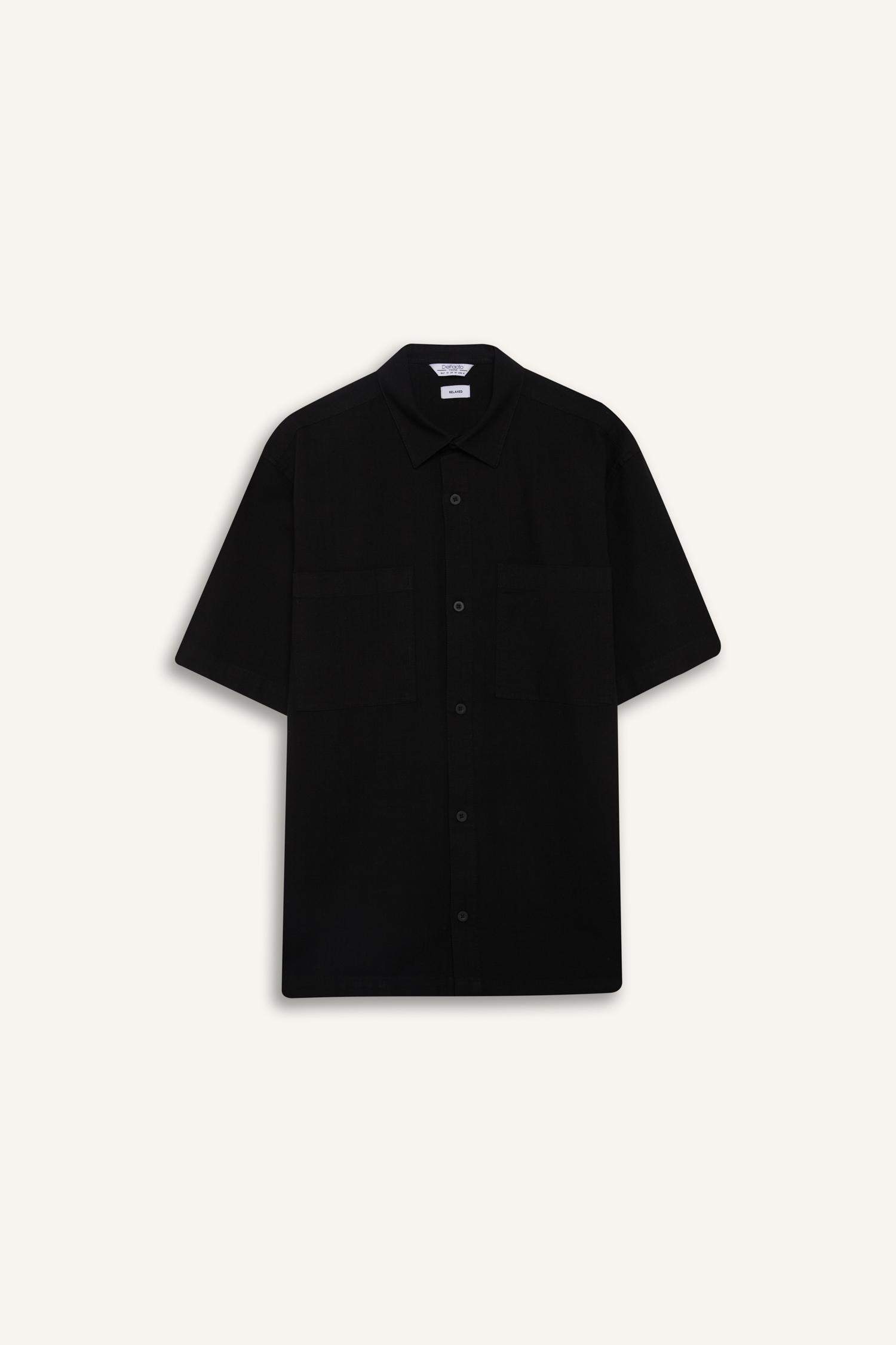 قميص نص كم قصة مريحة من كتان