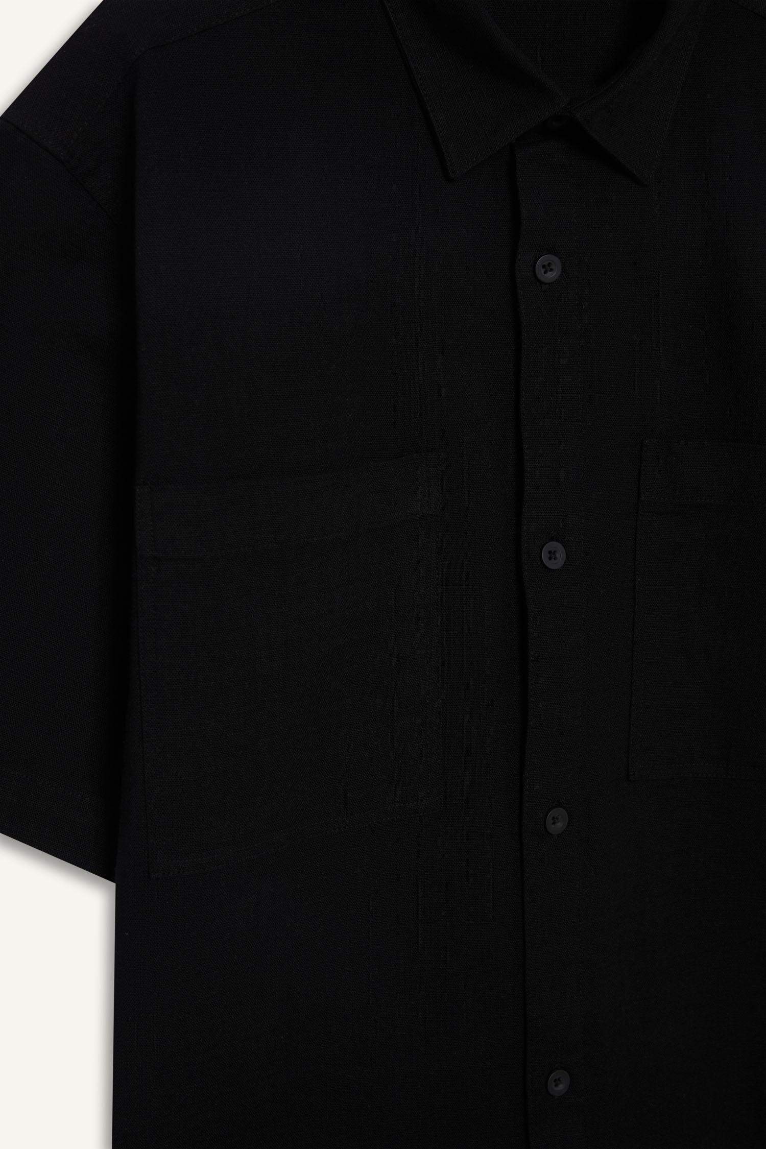 قميص نص كم قصة مريحة من كتان