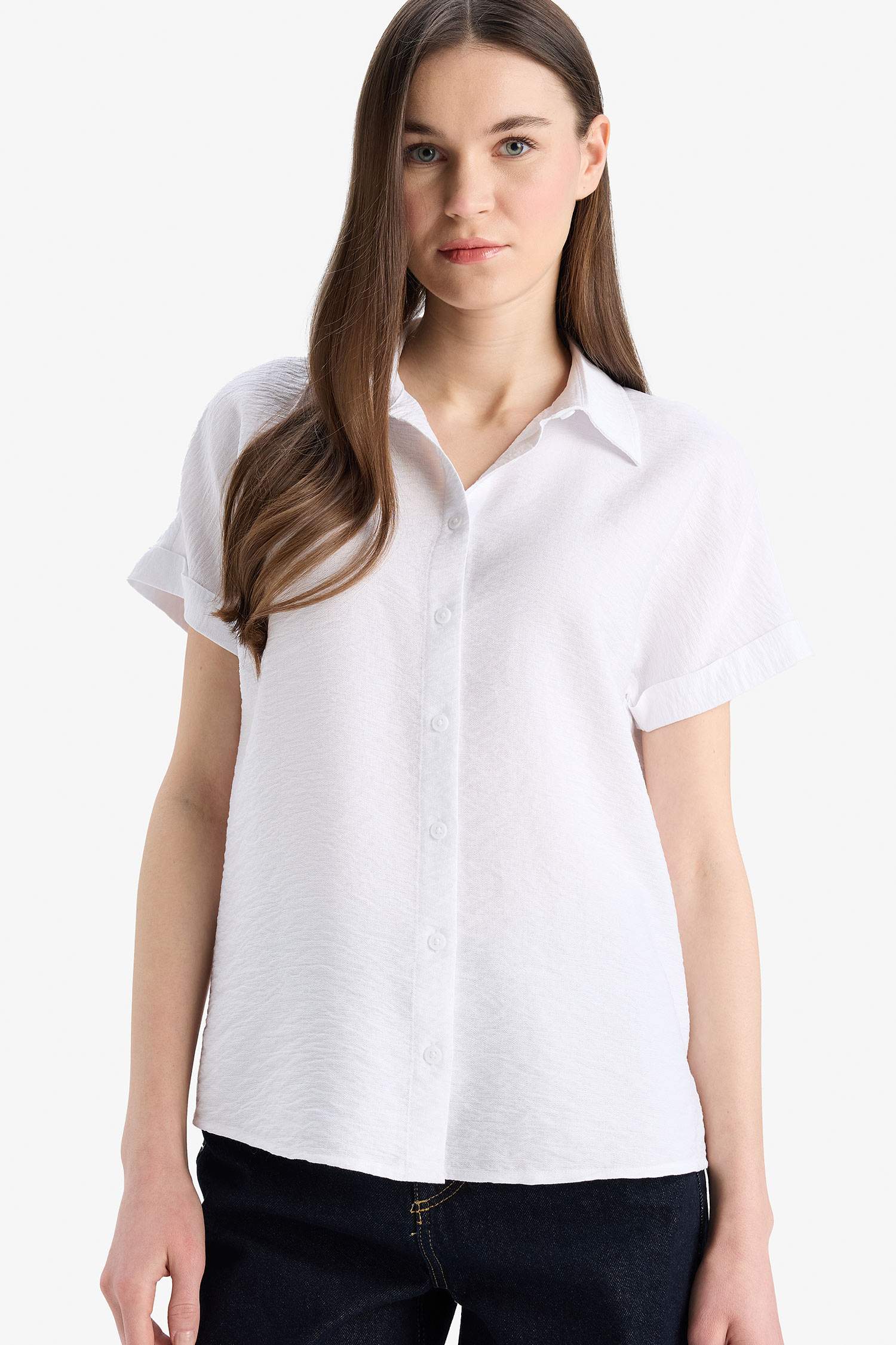 Regular Fit Shirt Collar Short Sleeve Shirt