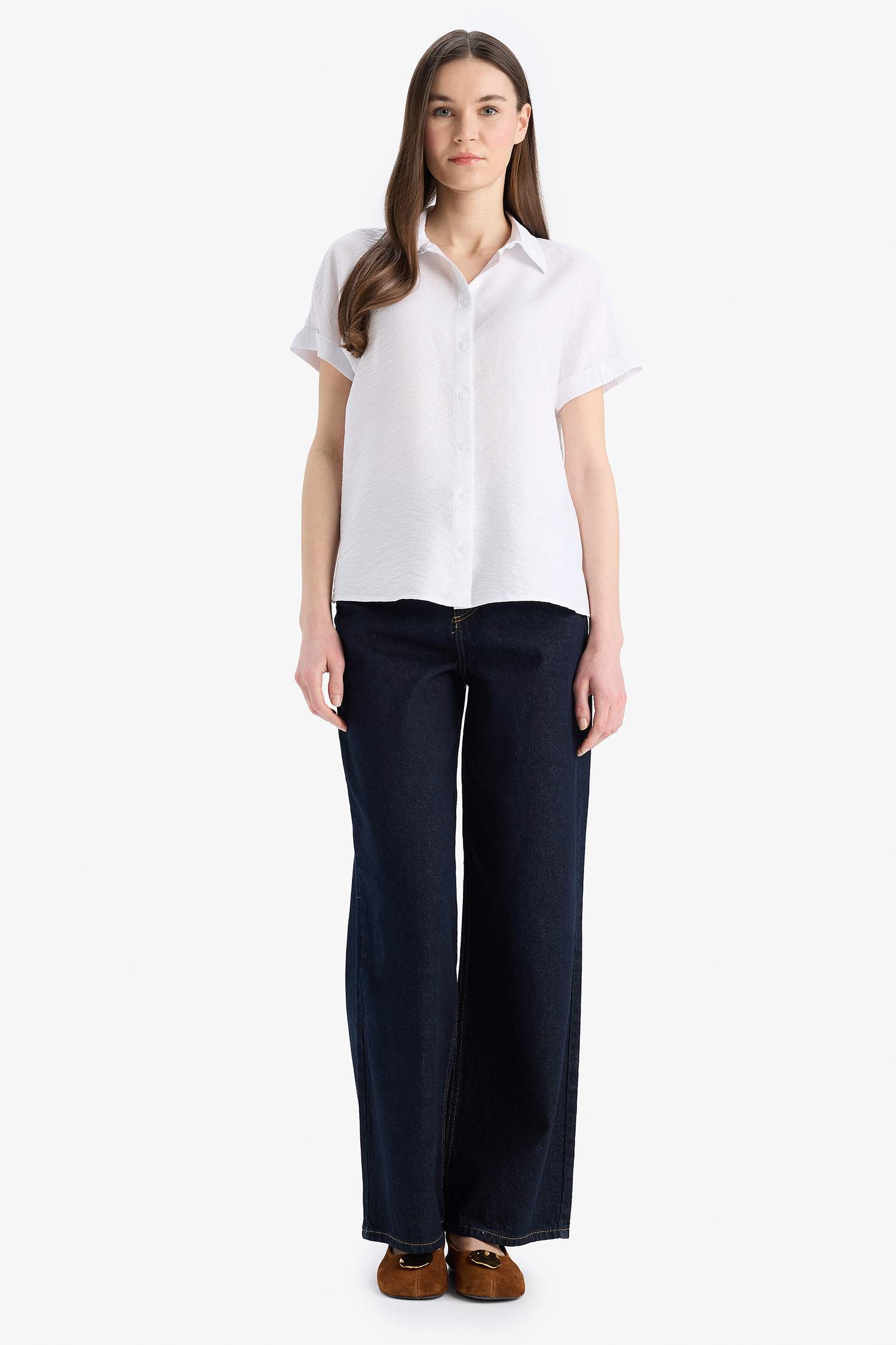 Regular Fit Shirt Collar Short Sleeve Shirt