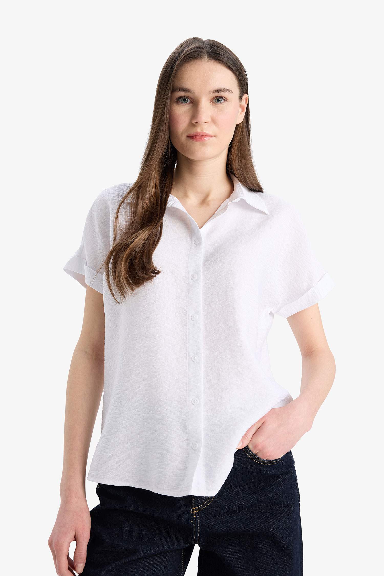 Regular Fit Shirt Collar Short Sleeve Shirt