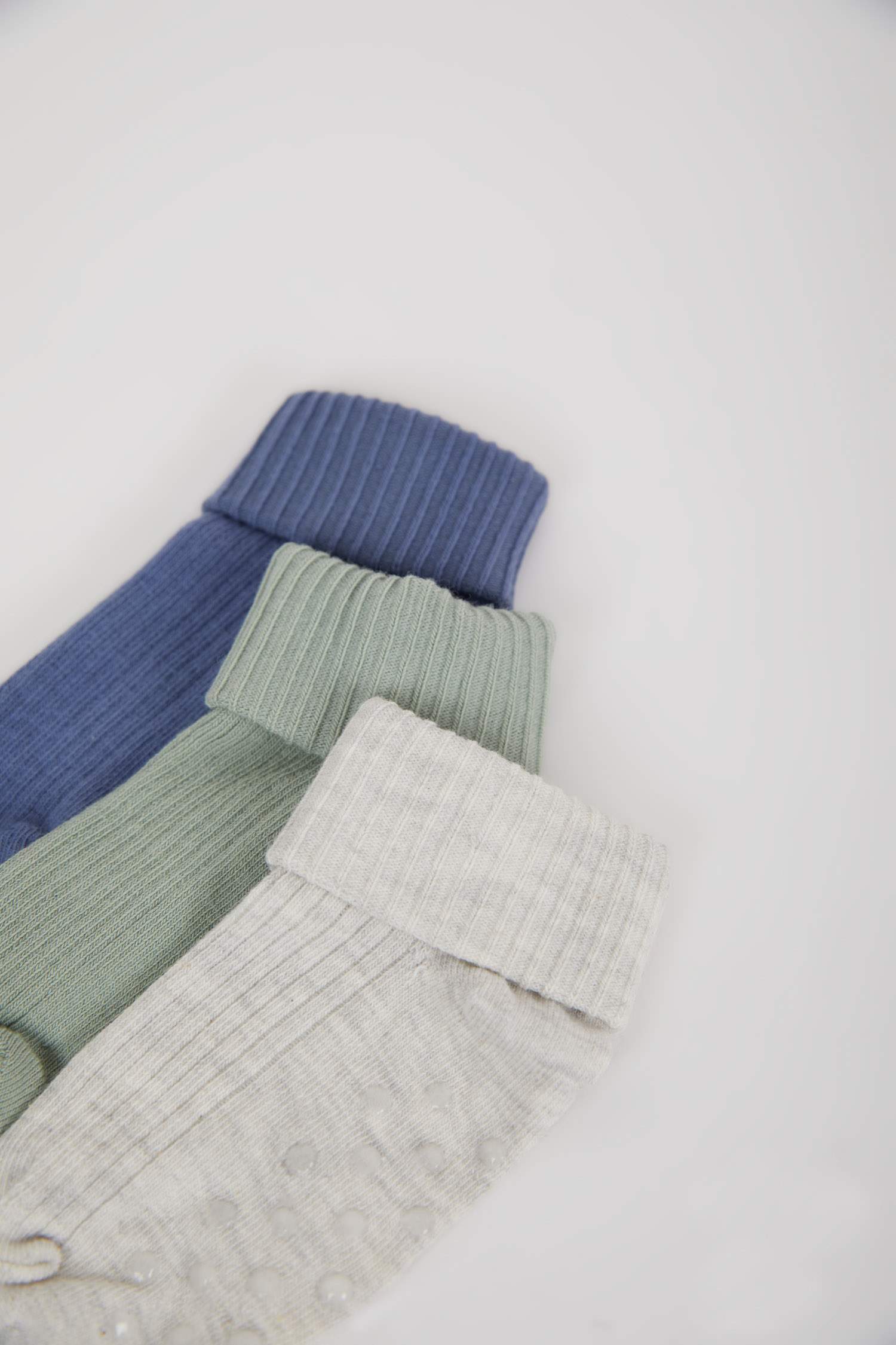 Baby Boy Non-Slip Sole 3 Piece Cotton Long Socks