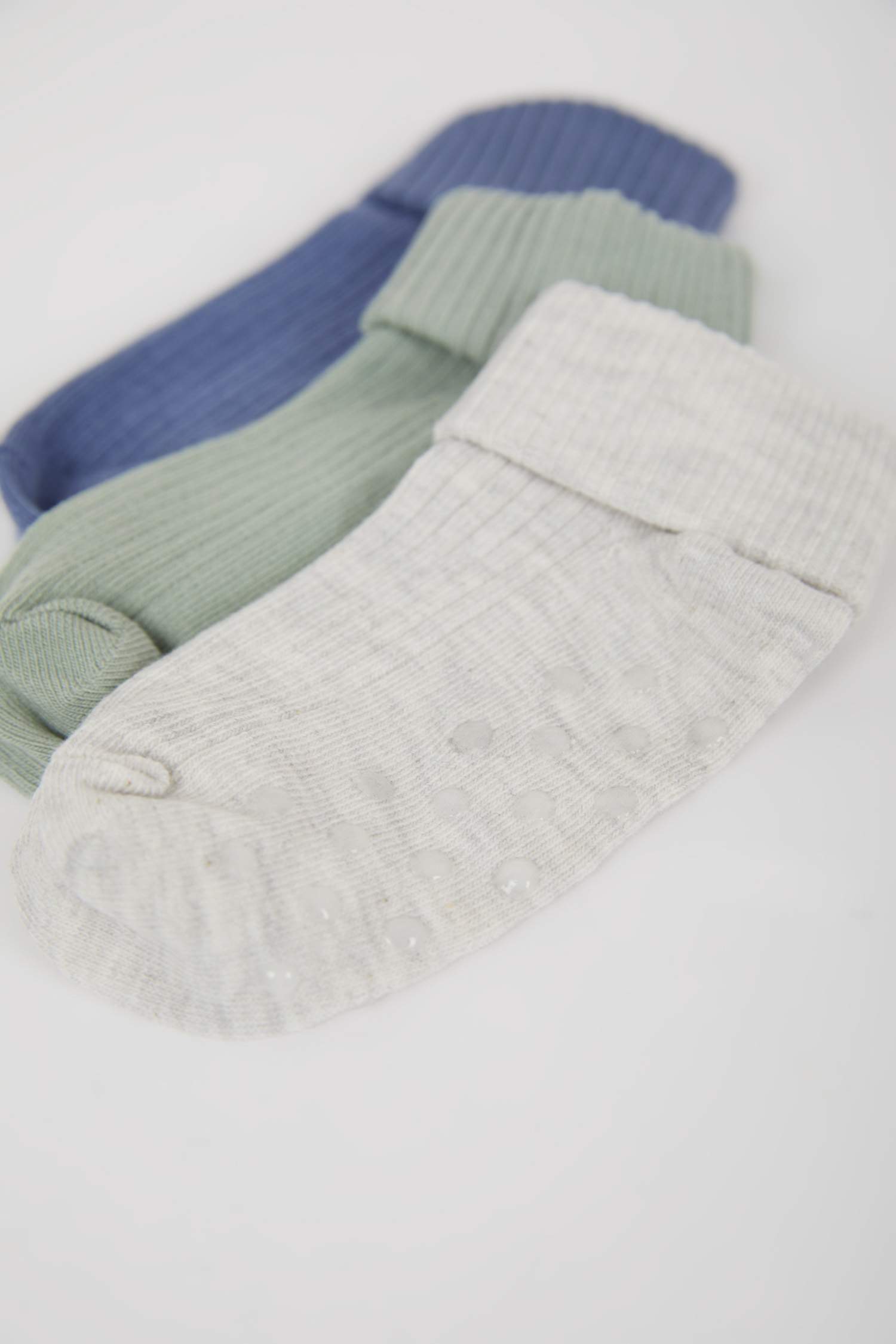 Baby Boy Non-Slip Sole 3 Piece Cotton Long Socks