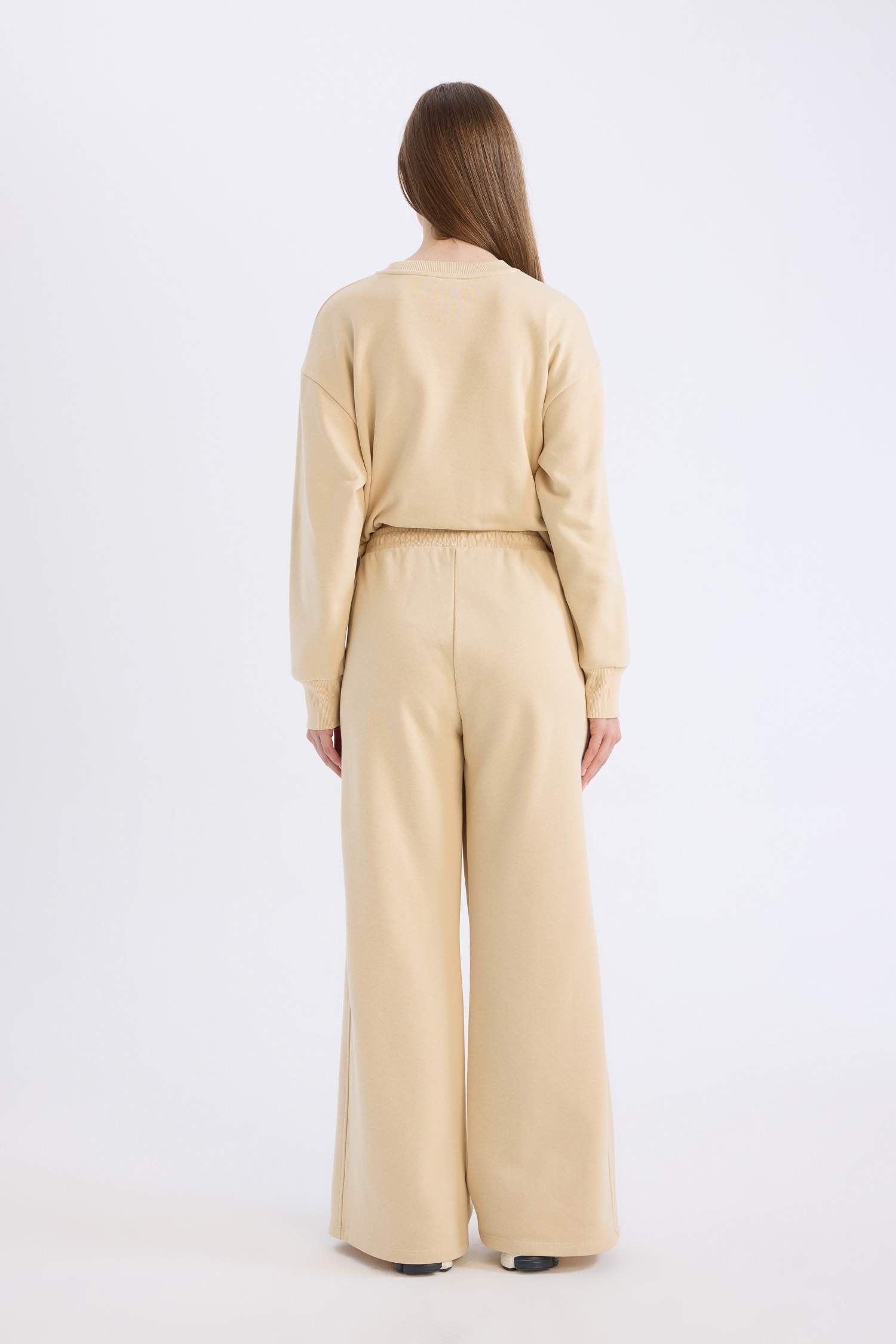 Straight Fit Kalın Eşofman Altı Basic Düz Beli Lastikli Geniş Bol Paça