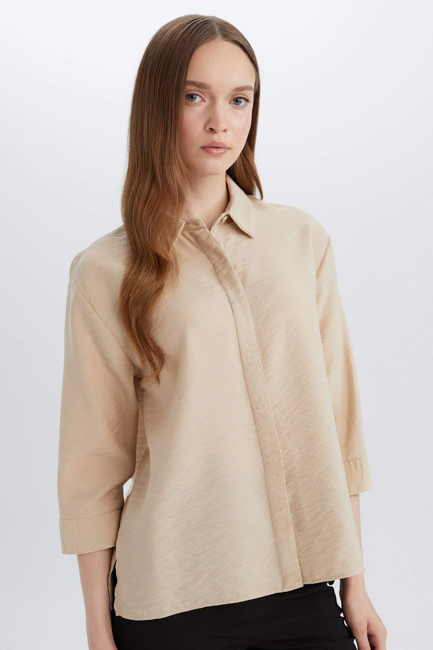 Regular Fit Basic Düz Yarım Kollu Gömlek