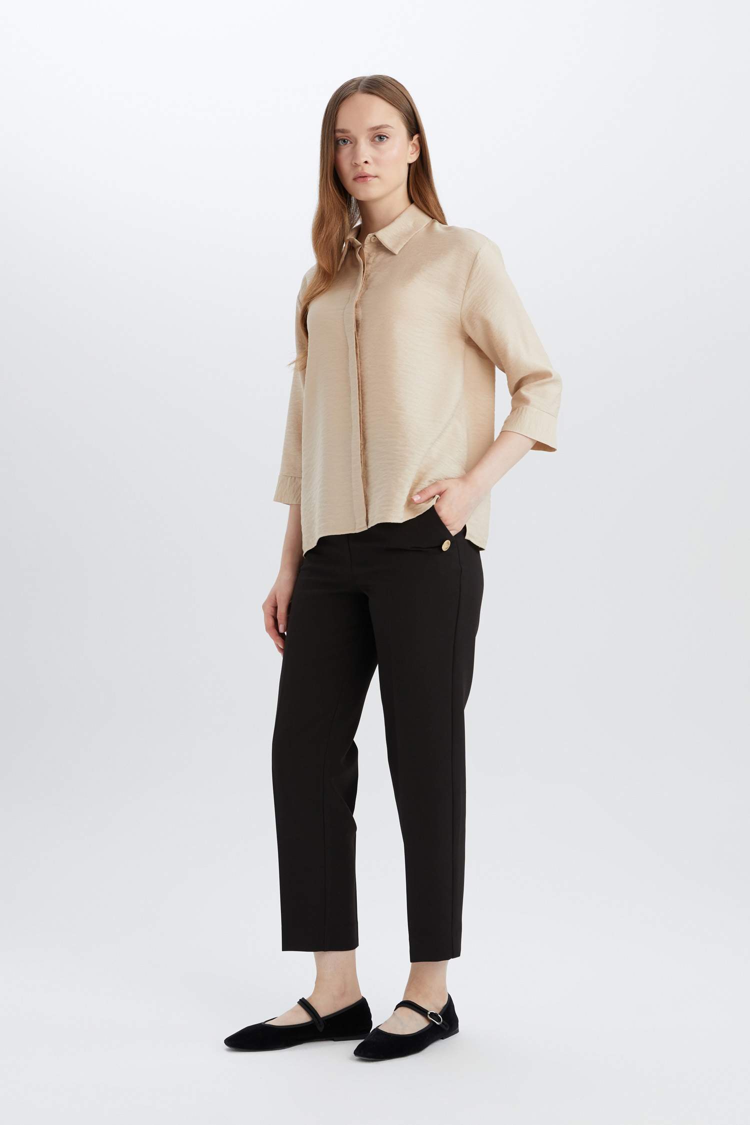 Regular Fit Basic Düz Yarım Kollu Gömlek