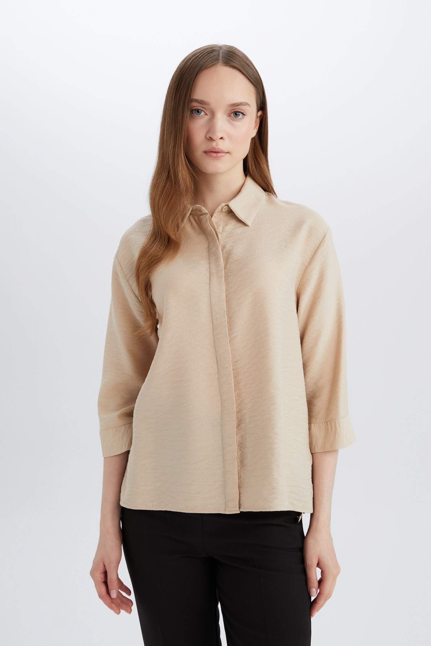 Regular Fit Basic Düz Yarım Kollu Gömlek