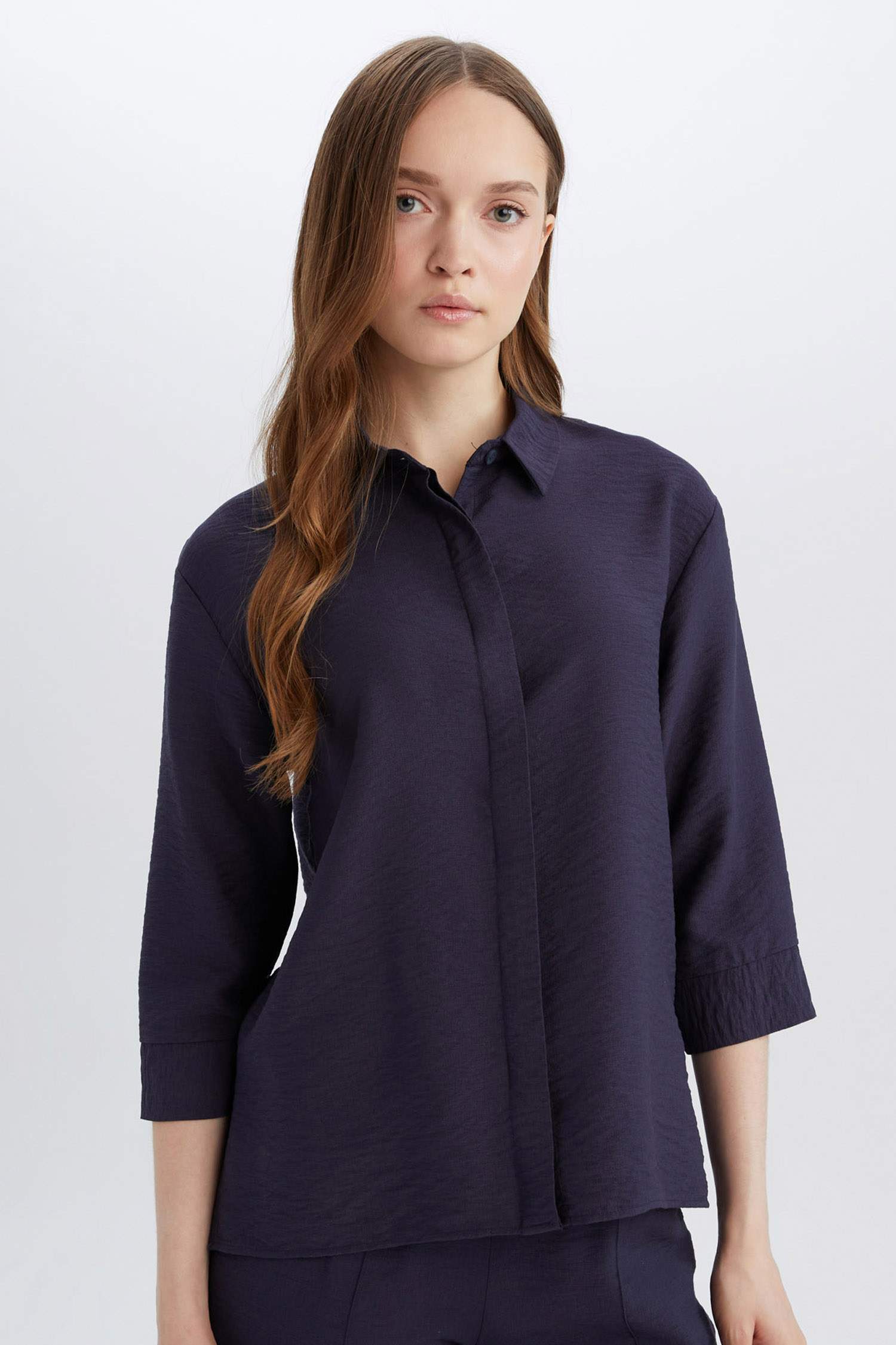 Regular Fit Basic Düz Yarım Kollu Gömlek