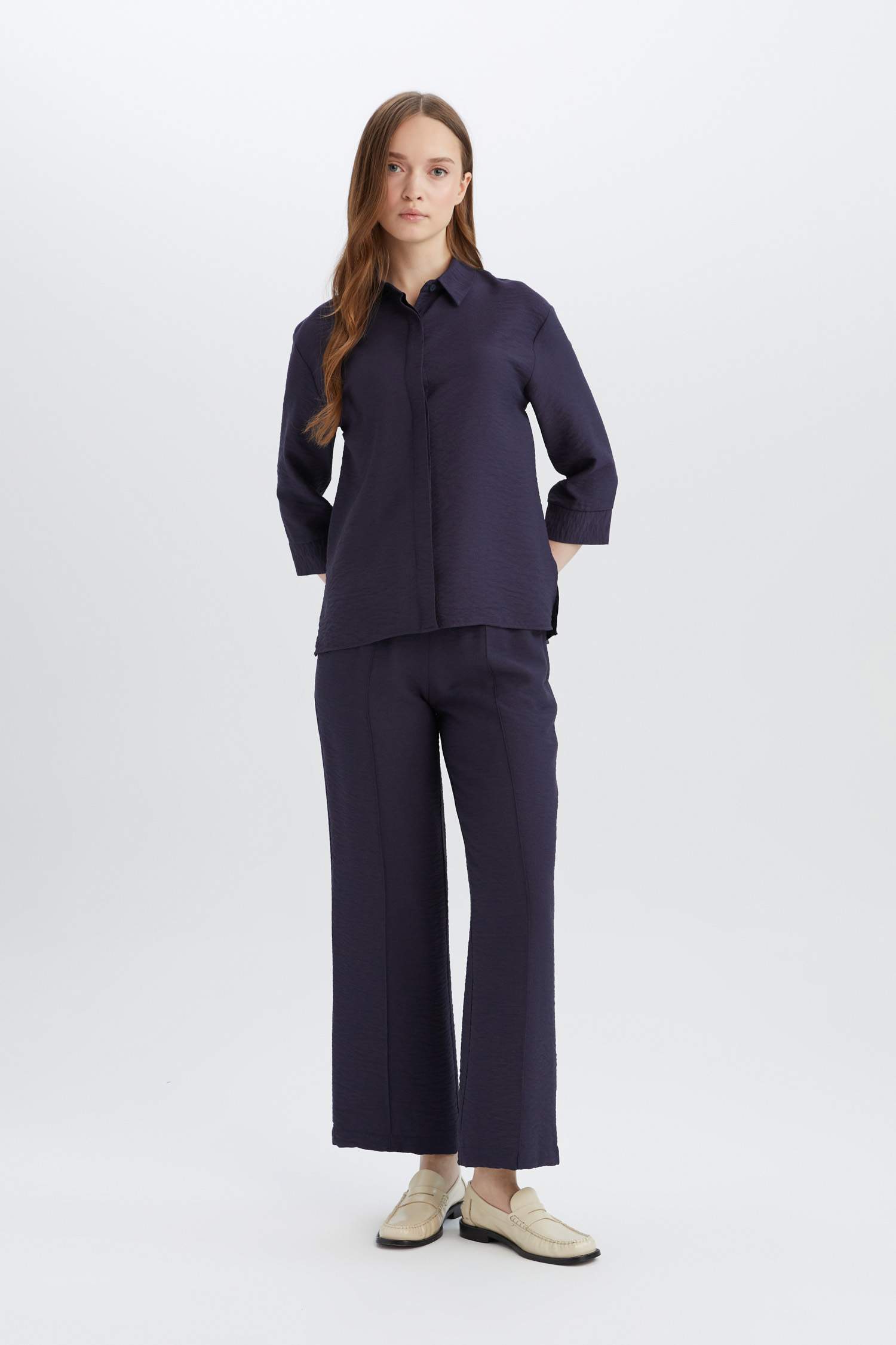 Regular Fit Basic Düz Yarım Kollu Gömlek