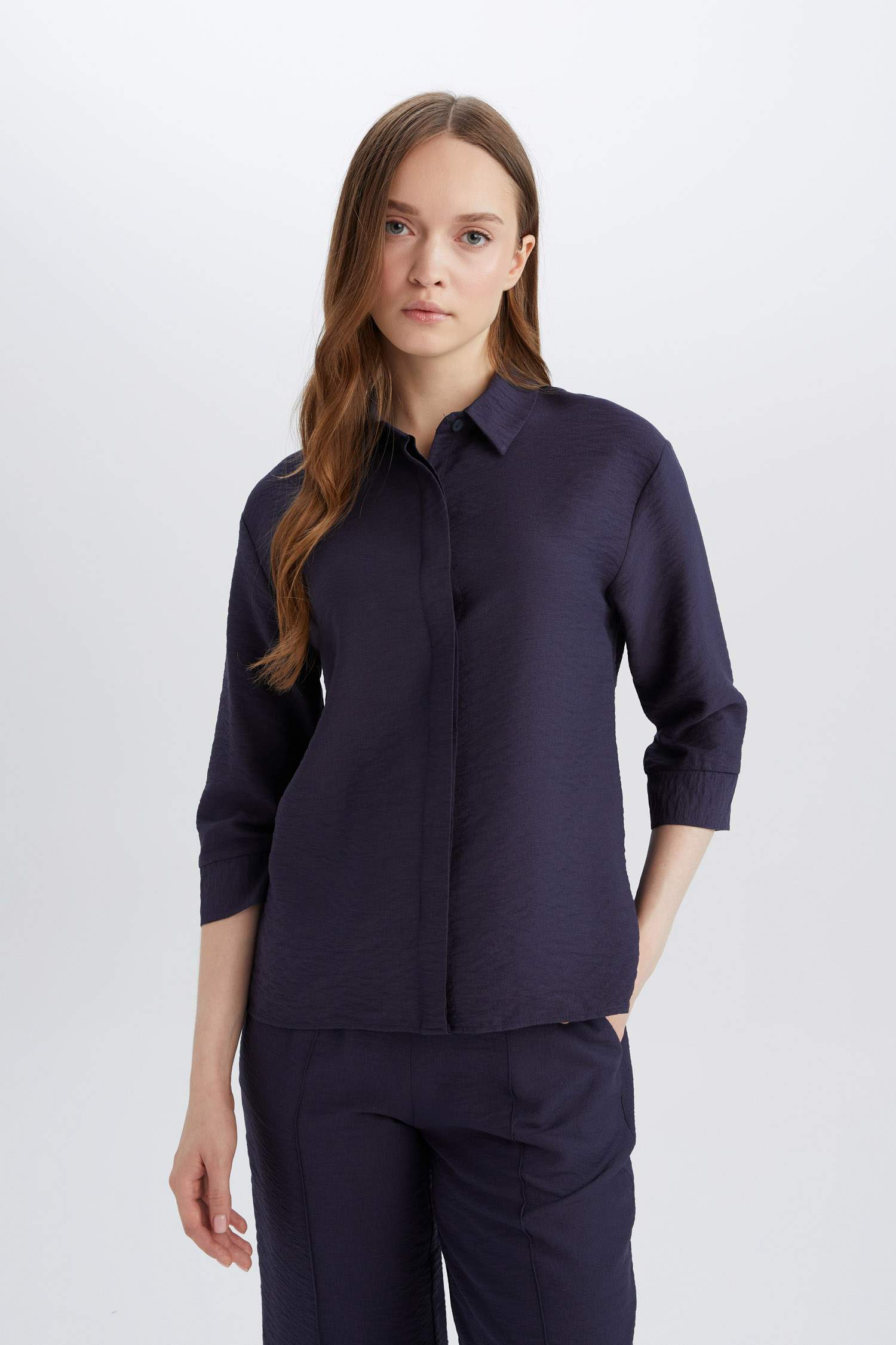 Regular Fit Basic Düz Yarım Kollu Gömlek